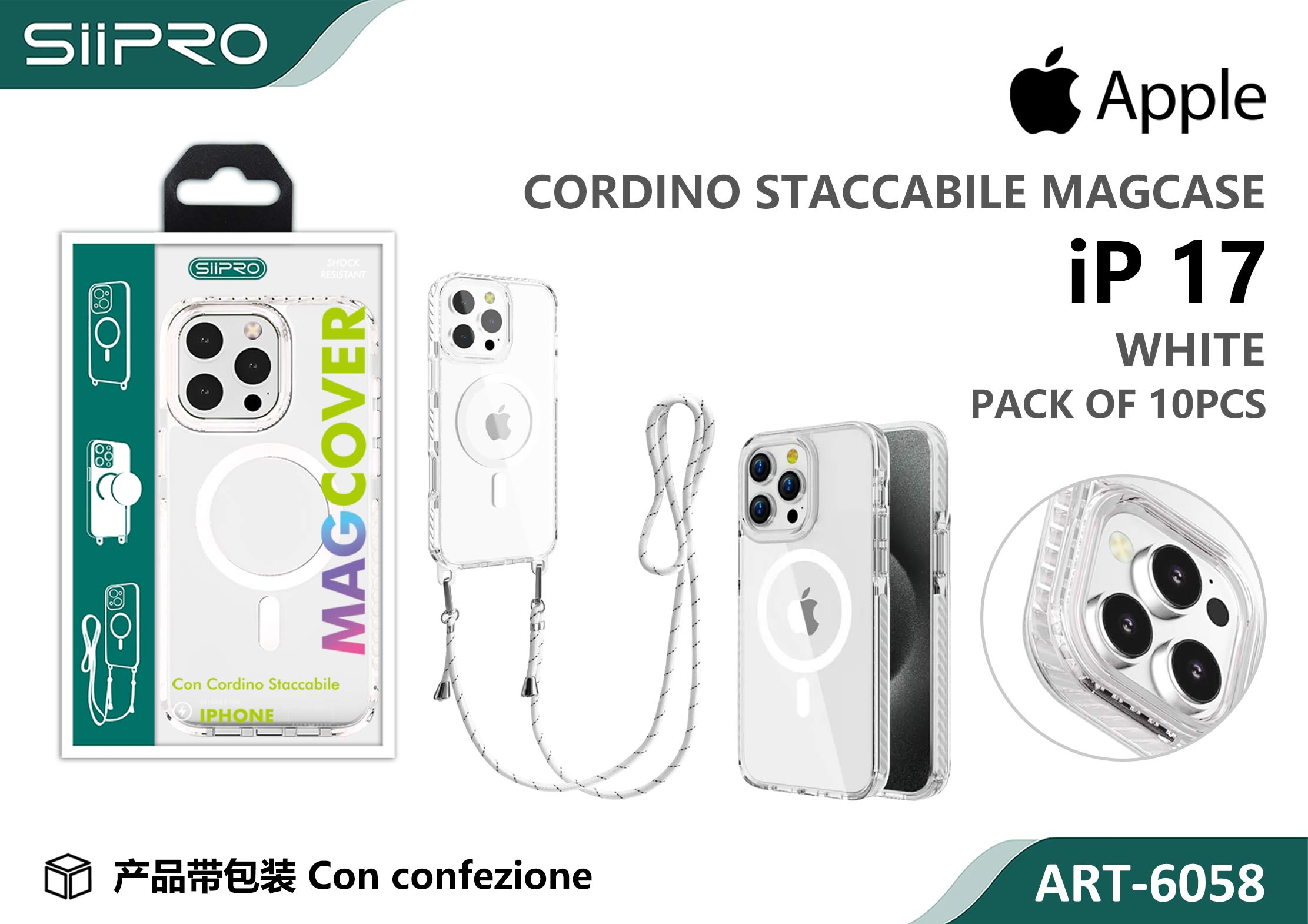 6058-IP17-WHITE COVER TRASPARENTE CON LACCIO - immagine 1