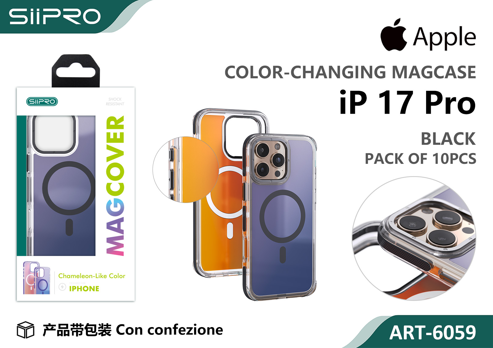 6059-IP17PRO-BLACK COVER MAGNETICO SFUMATO IP 17PRO - immagine 1