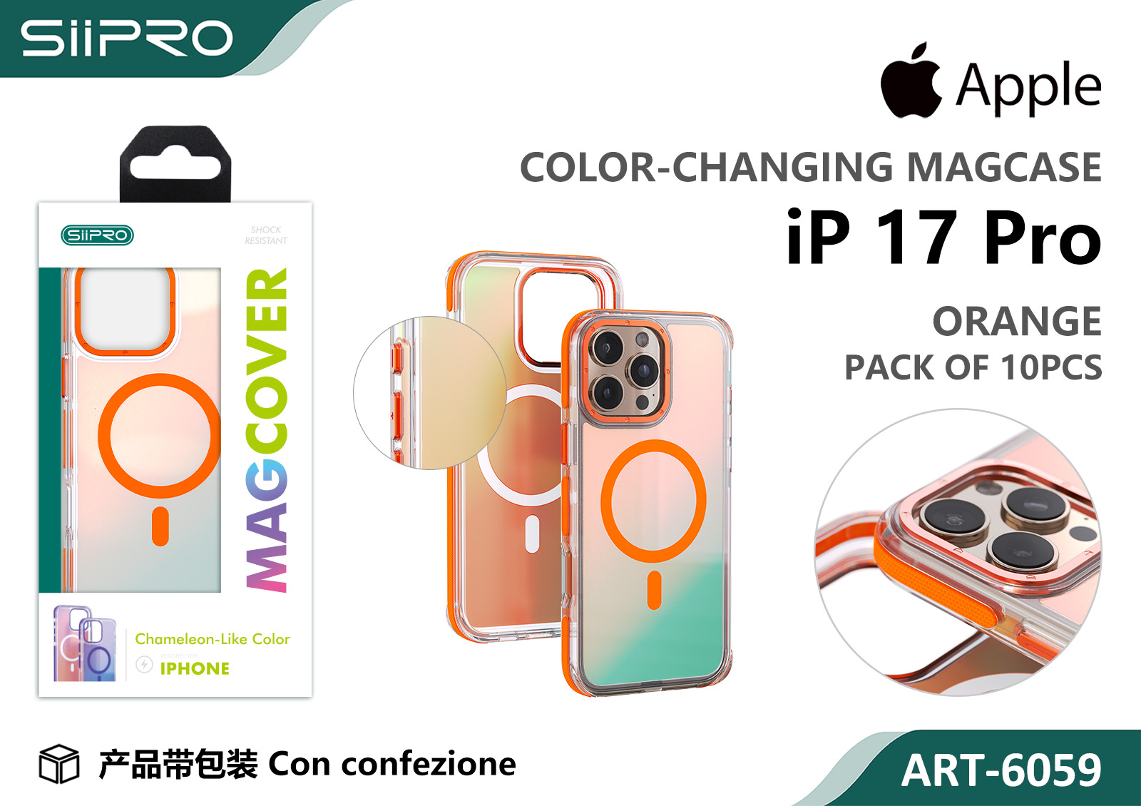 6059-IP17PRO-ORANGE COVER MAGNETICO SFUMATO IP 17PRO - immagine 1