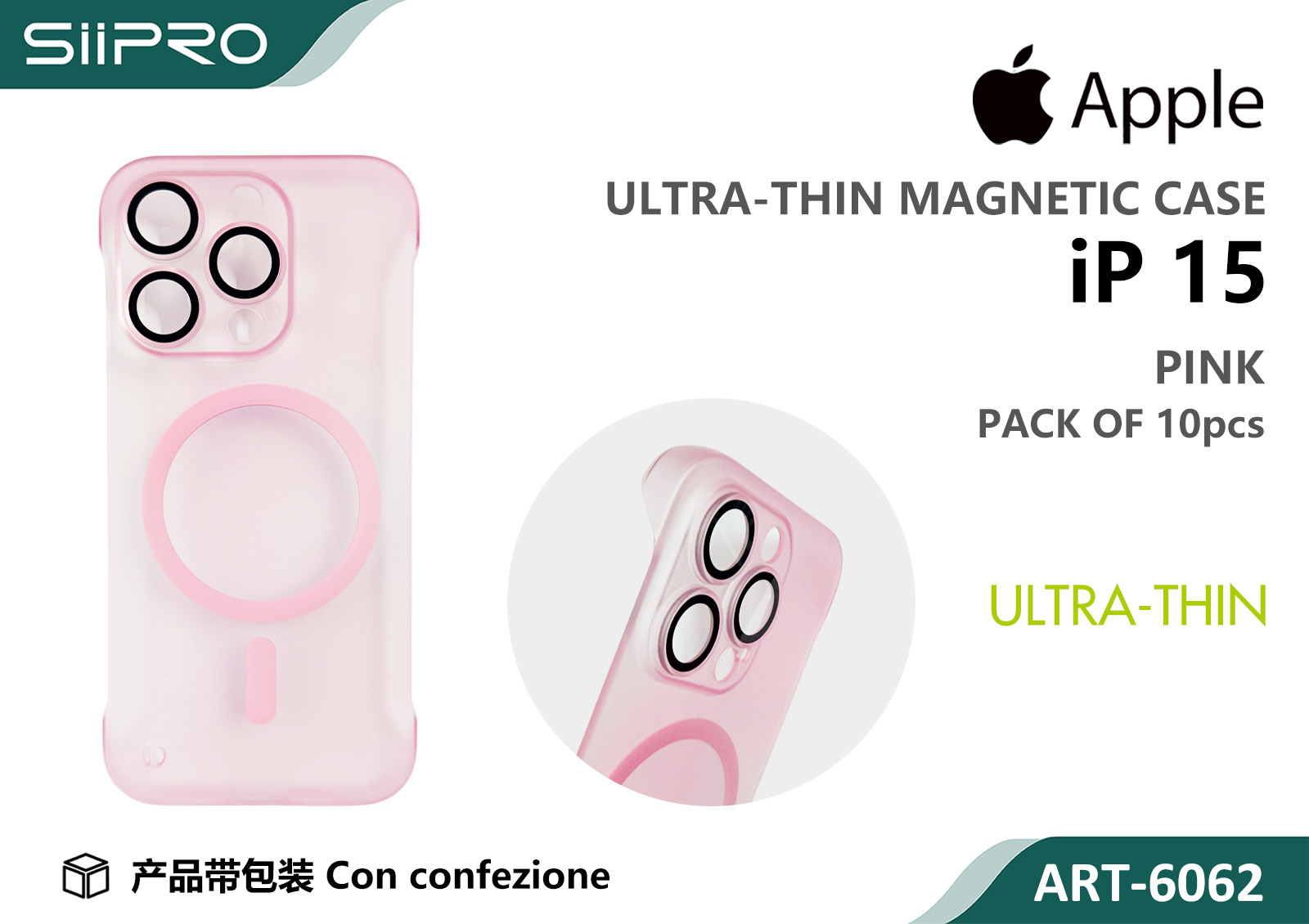 6062-IP15-PINK COVER MAGNETICO ULTRASOTTILE IP 15 - immagine 1
