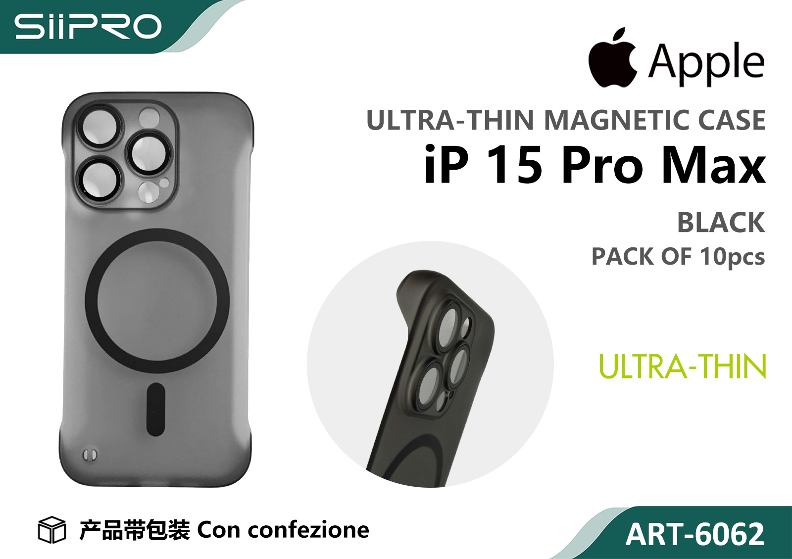 6062-IP15PROMAX-BLACK COVER MAGNETICO ULTRASOTTILE IP 15PROMAX - immagine 1