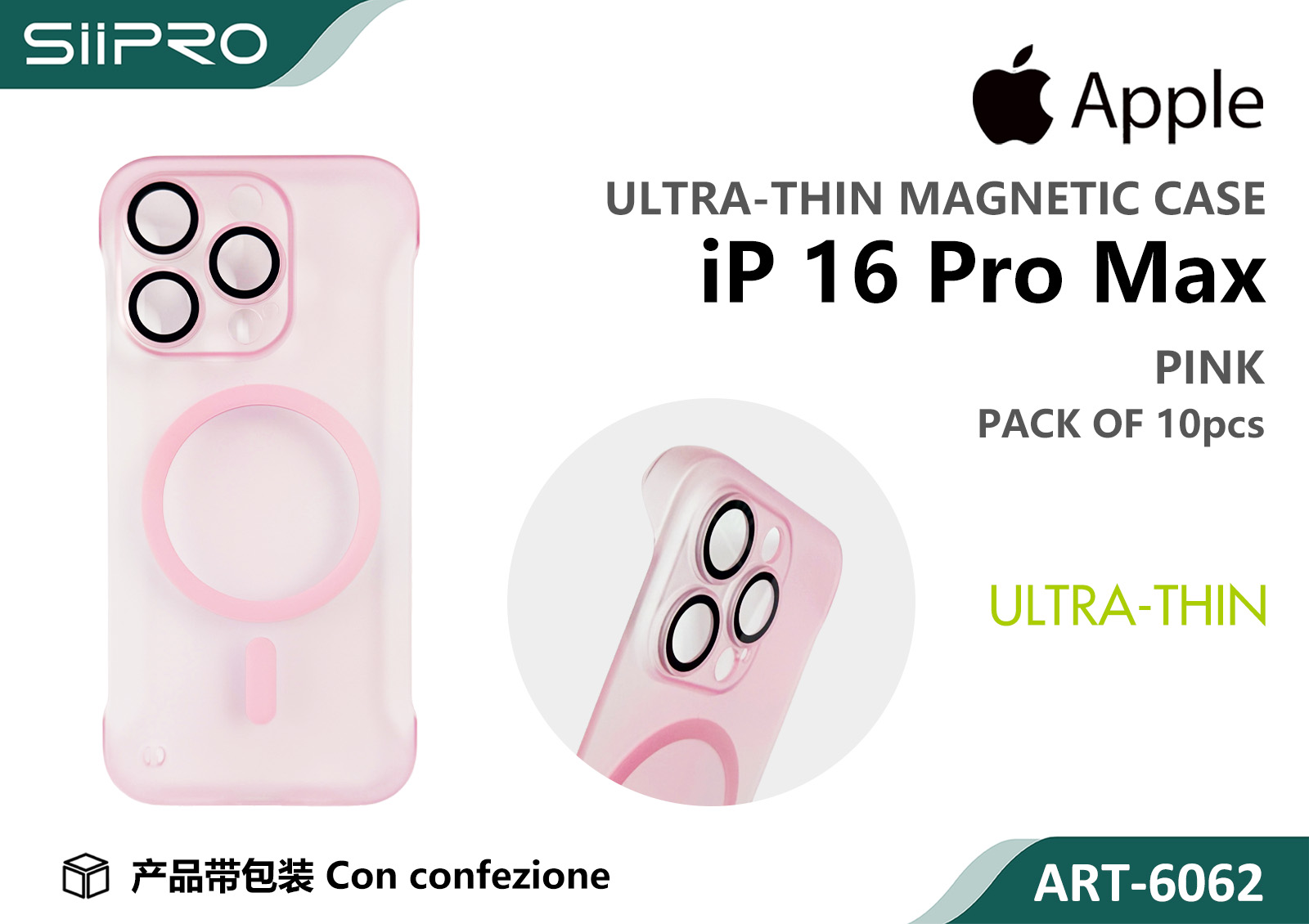 6062-IP16PROMAX-PINK COVER MAGNETICO ULTRASOTTILE IP 16PROMAX - immagine 1