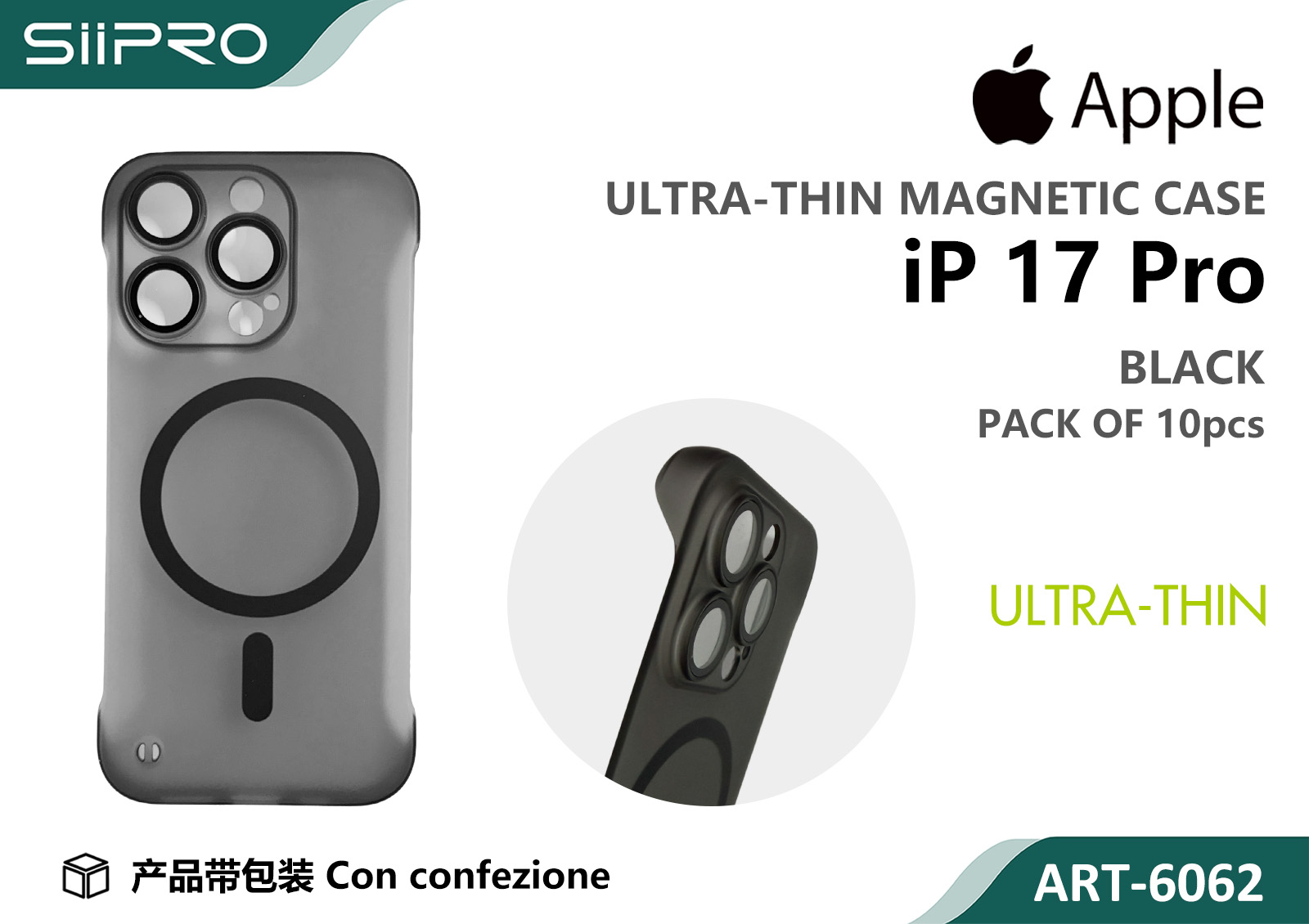 6062-IP17PRO-BLACK COVER MAGNETICO ULTRASOTTILE IP 17PRO - immagine 1