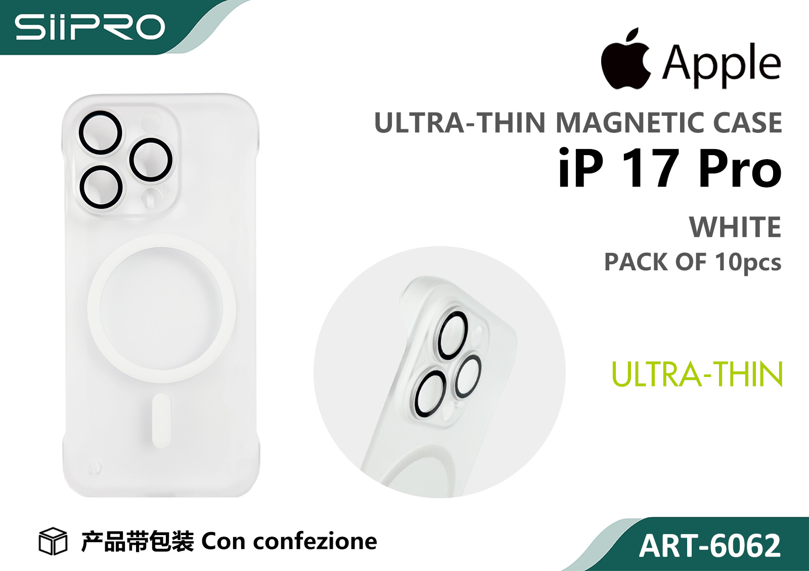 6062-IP17PRO-WHITE COVER MAGNETICO ULTRASOTTILE IP 17PRO - immagine 1