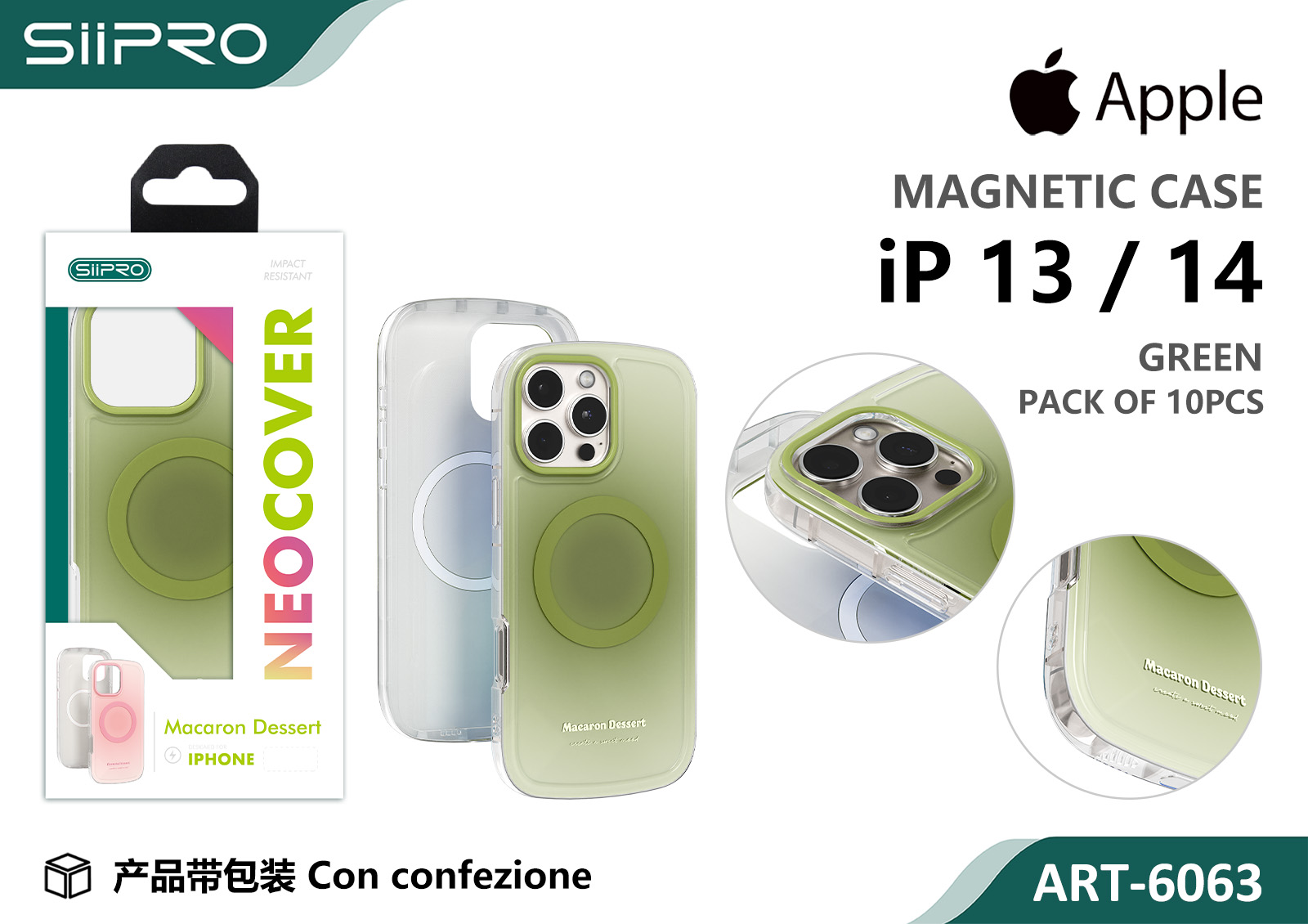 6063-IP13-14-GREEN COVER MAGNETICO MACARON IP 13-14 - immagine 1