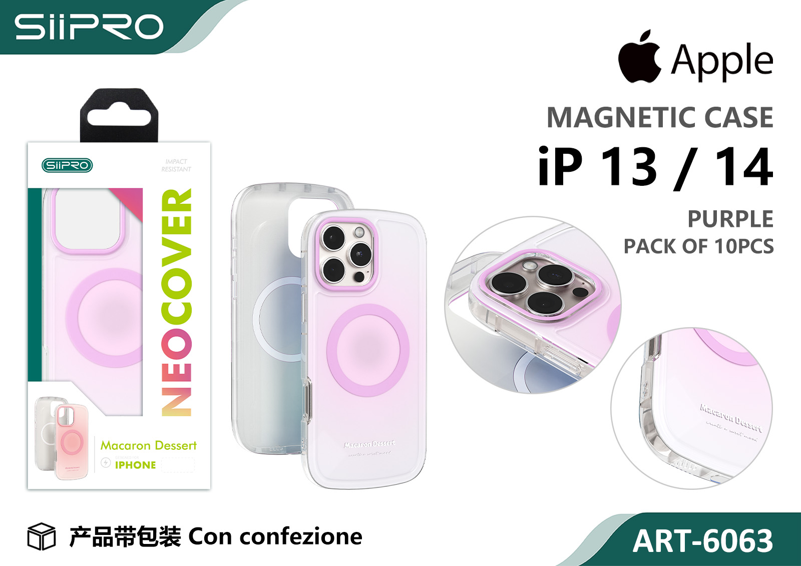 6063-IP13-14-PURPLE COVER MAGNETICO MACARON IP 13-14 - immagine 1