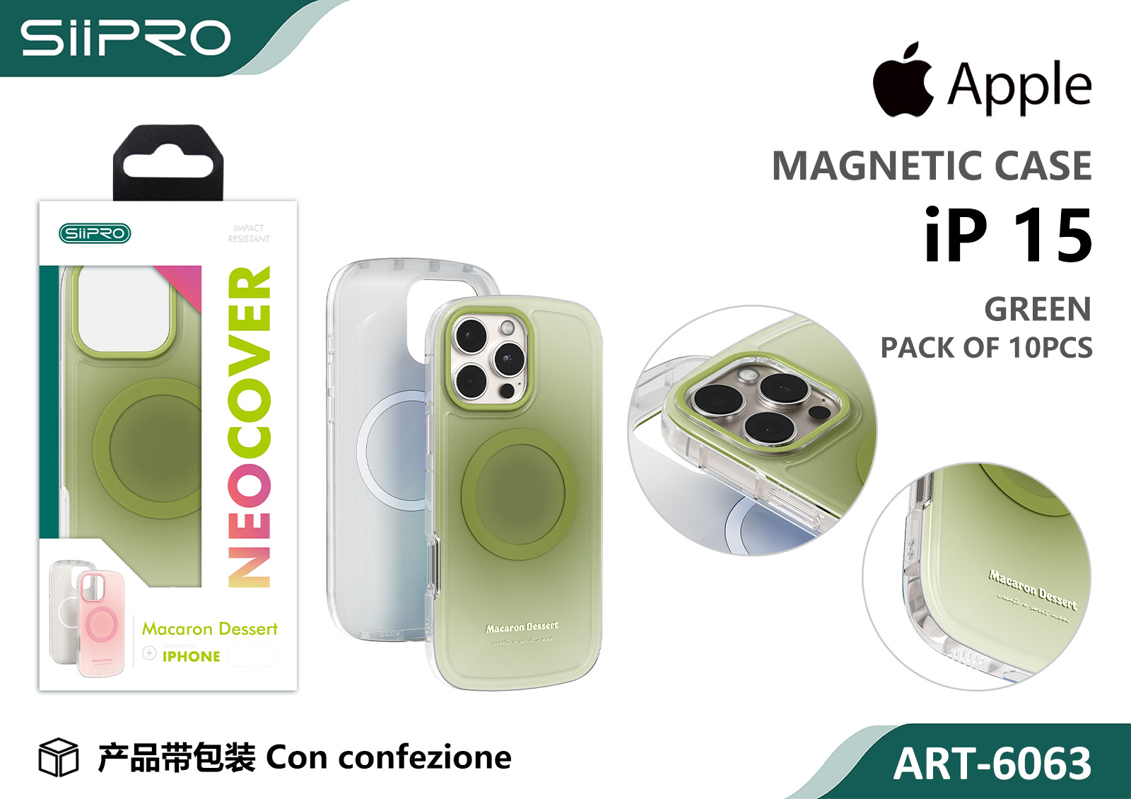 6063-IP15-GREEN COVER MAGNETICO MACARON IP 15 - immagine 1