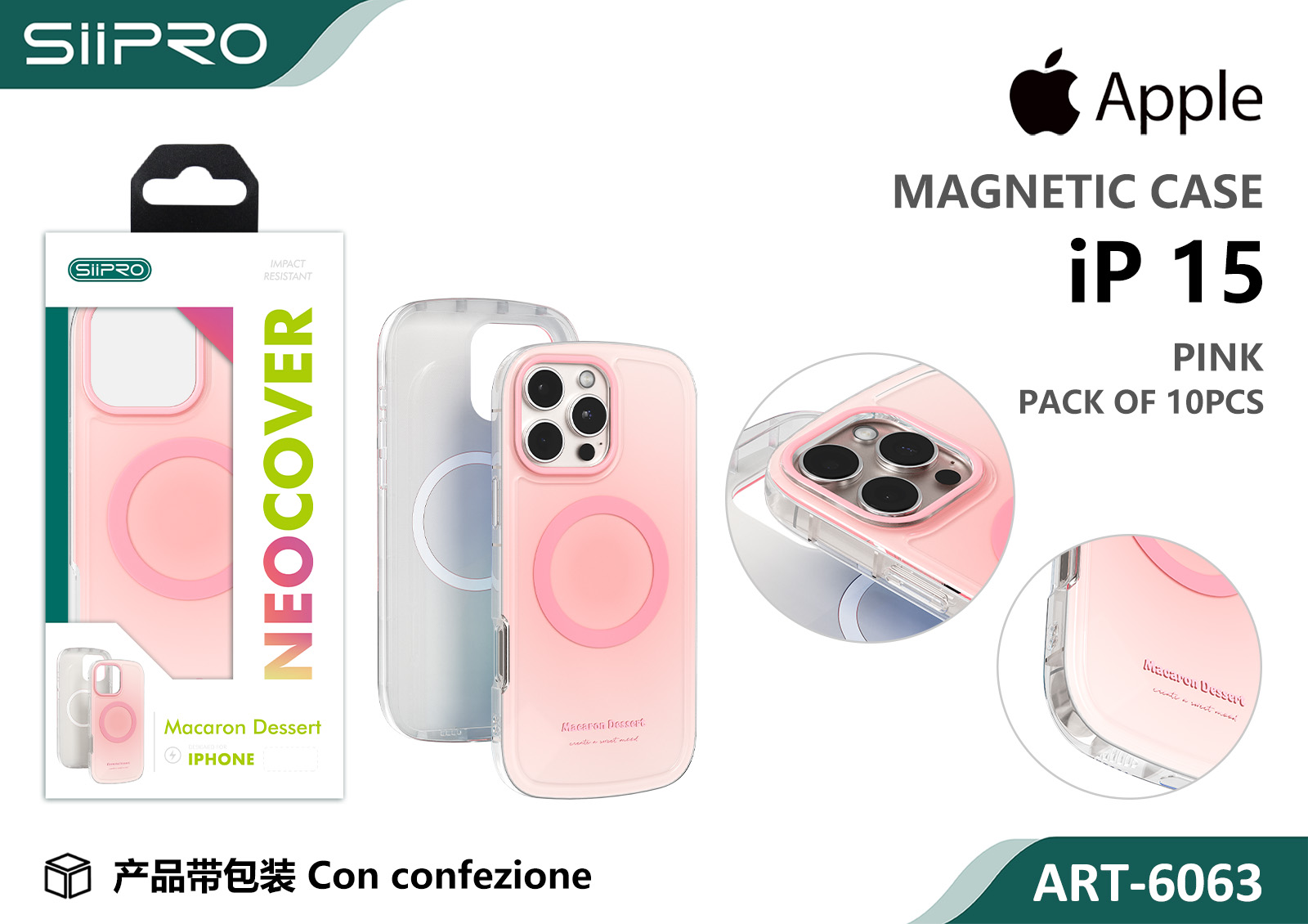 6063-IP15-PINK COVER MAGNETICO MACARON IP 15 - immagine 1