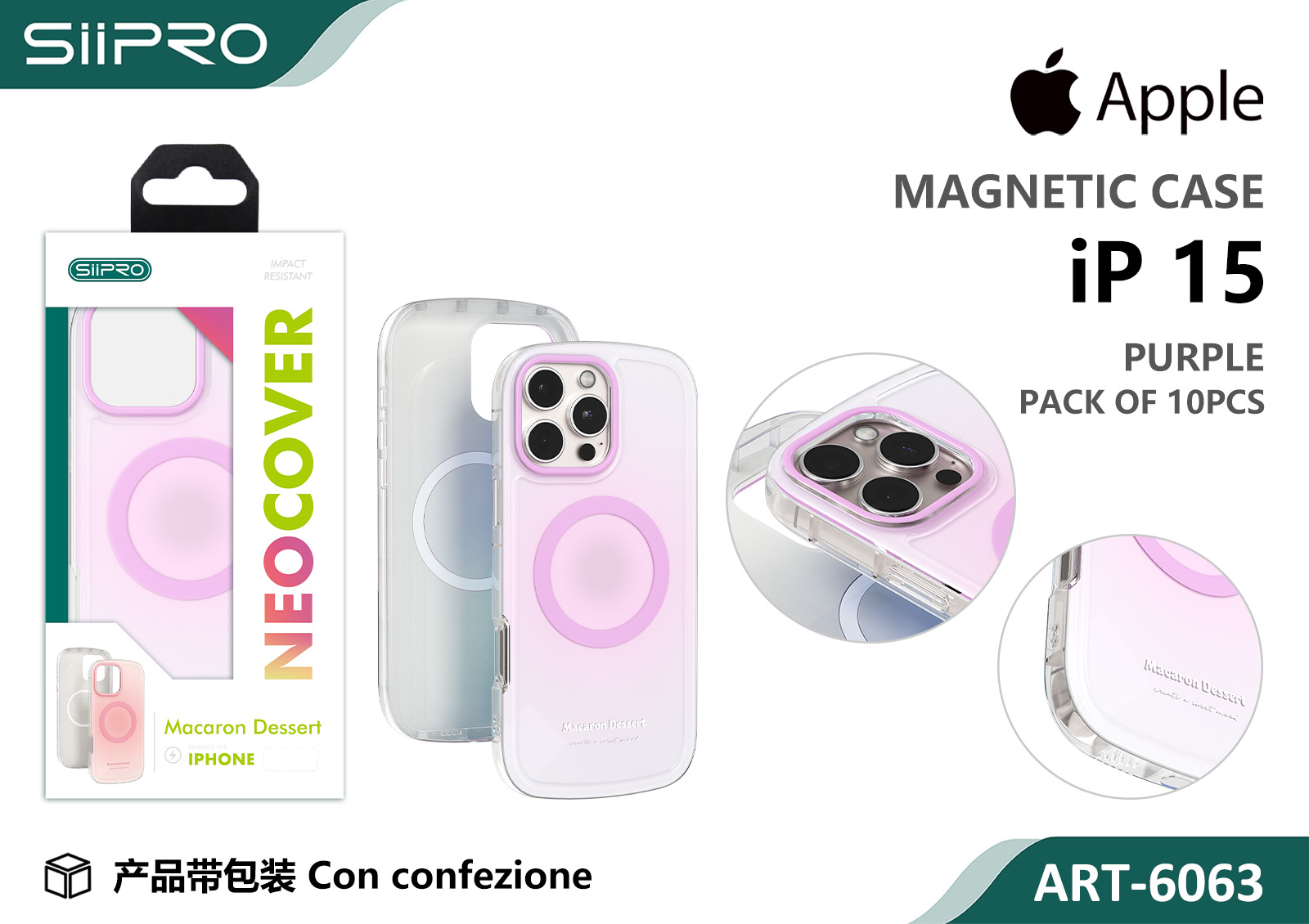 6063-IP15-PURPLE COVER MAGNETICO MACARON IP 15 - immagine 1