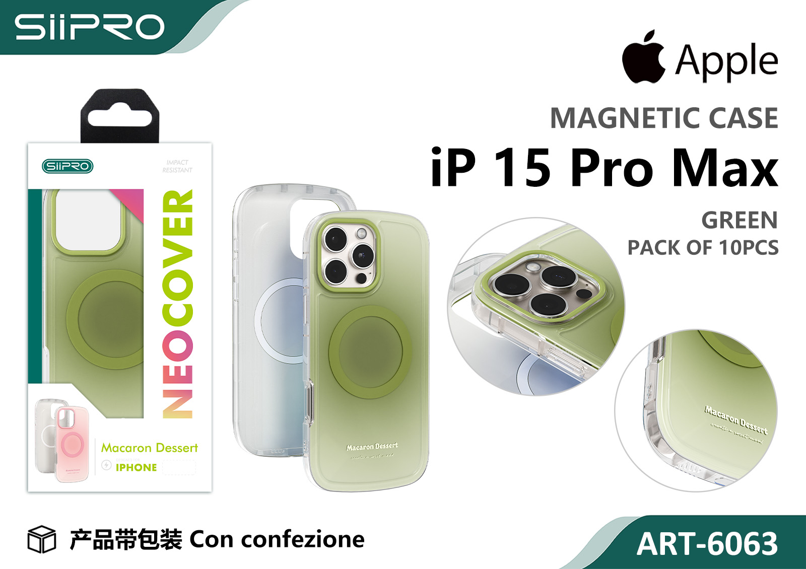 6063-IP15PROMAX-GREEN COVER MAGNETICO MACARON IP 15PROMAX - immagine 1