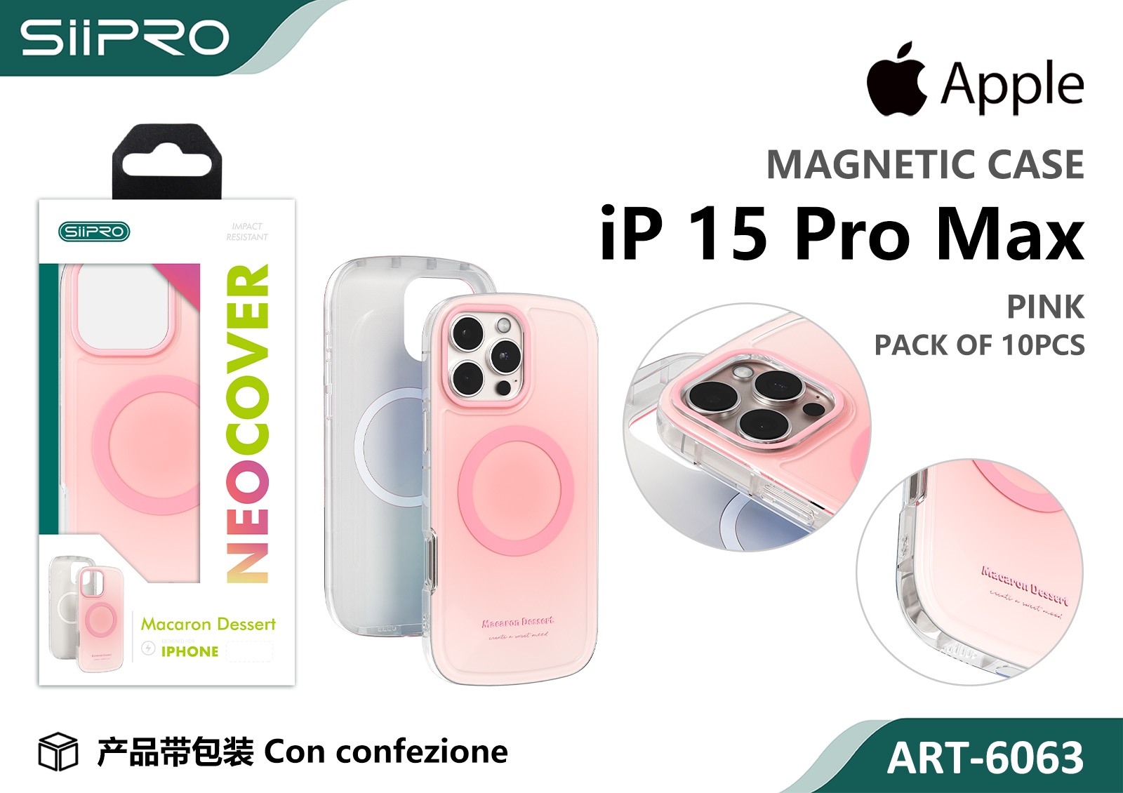 6063-IP15PROMAX-PINK COVER MAGNETICO MACARON IP 15PROMAX - immagine 1