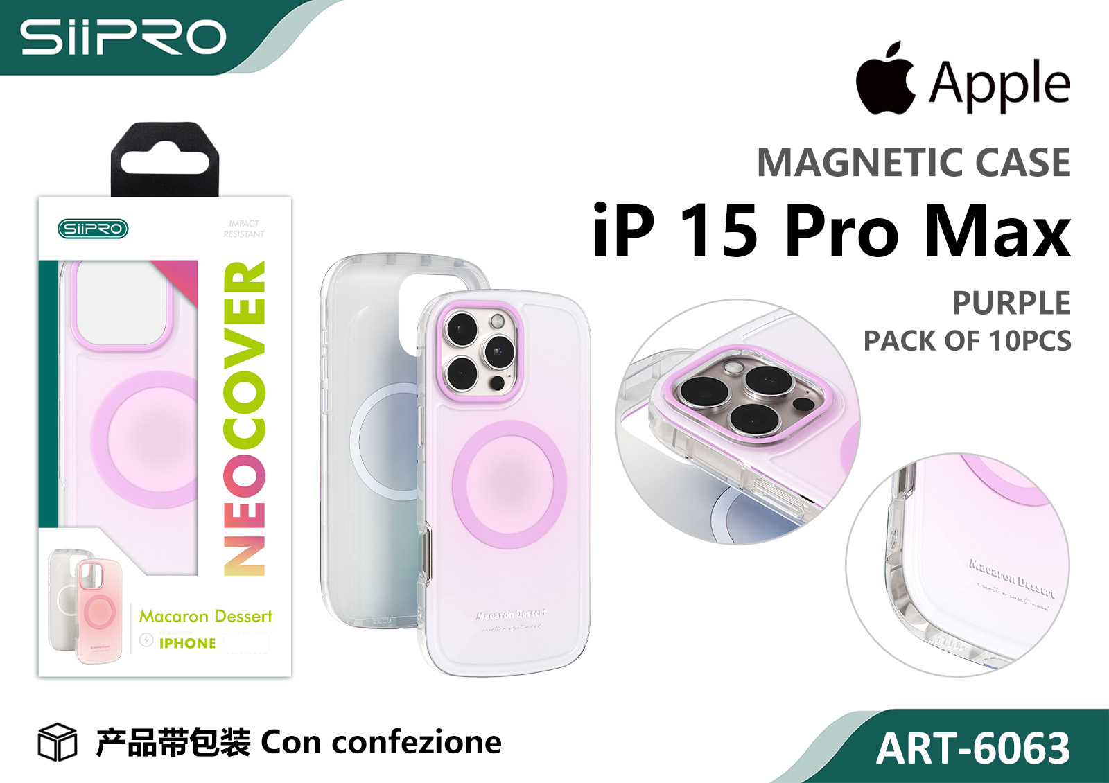 6063-IP15PROMAX-PURPLE COVER MAGNETICO MACARON IP 15PROMAX - immagine 1