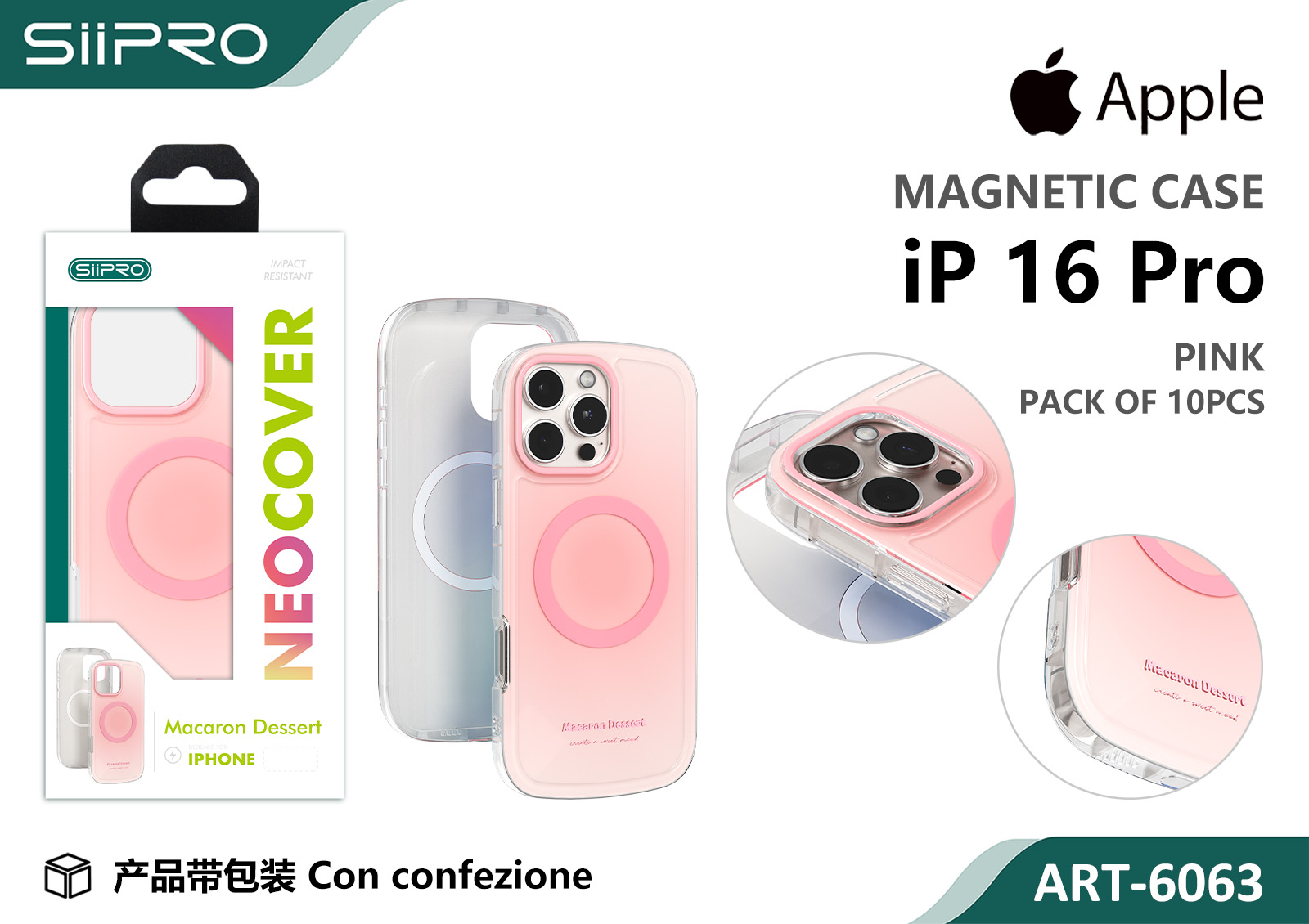 6063-IP16PRO-PINK COVER MAGNETICO MACARON IP 16PRO - immagine 1