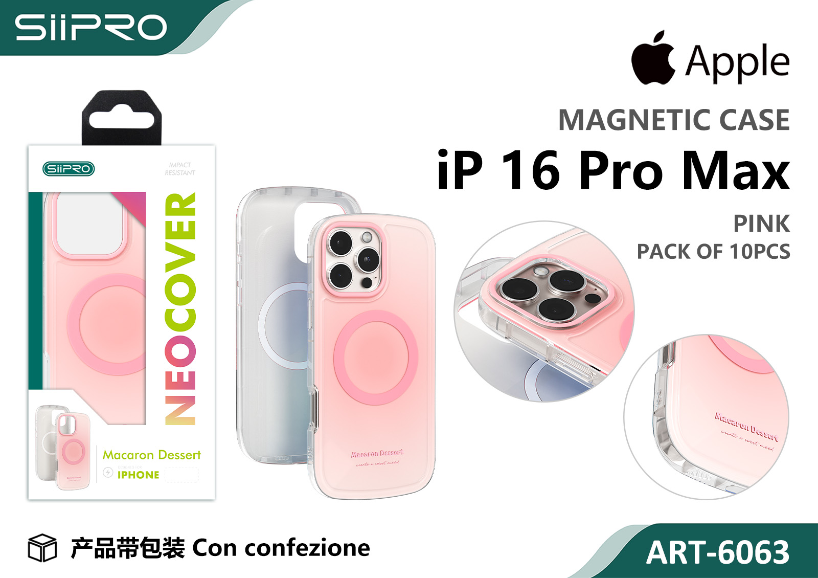 6063-IP16PROMAX-PINK COVER MAGNETICO MACARON IP 16PROMAX - immagine 1