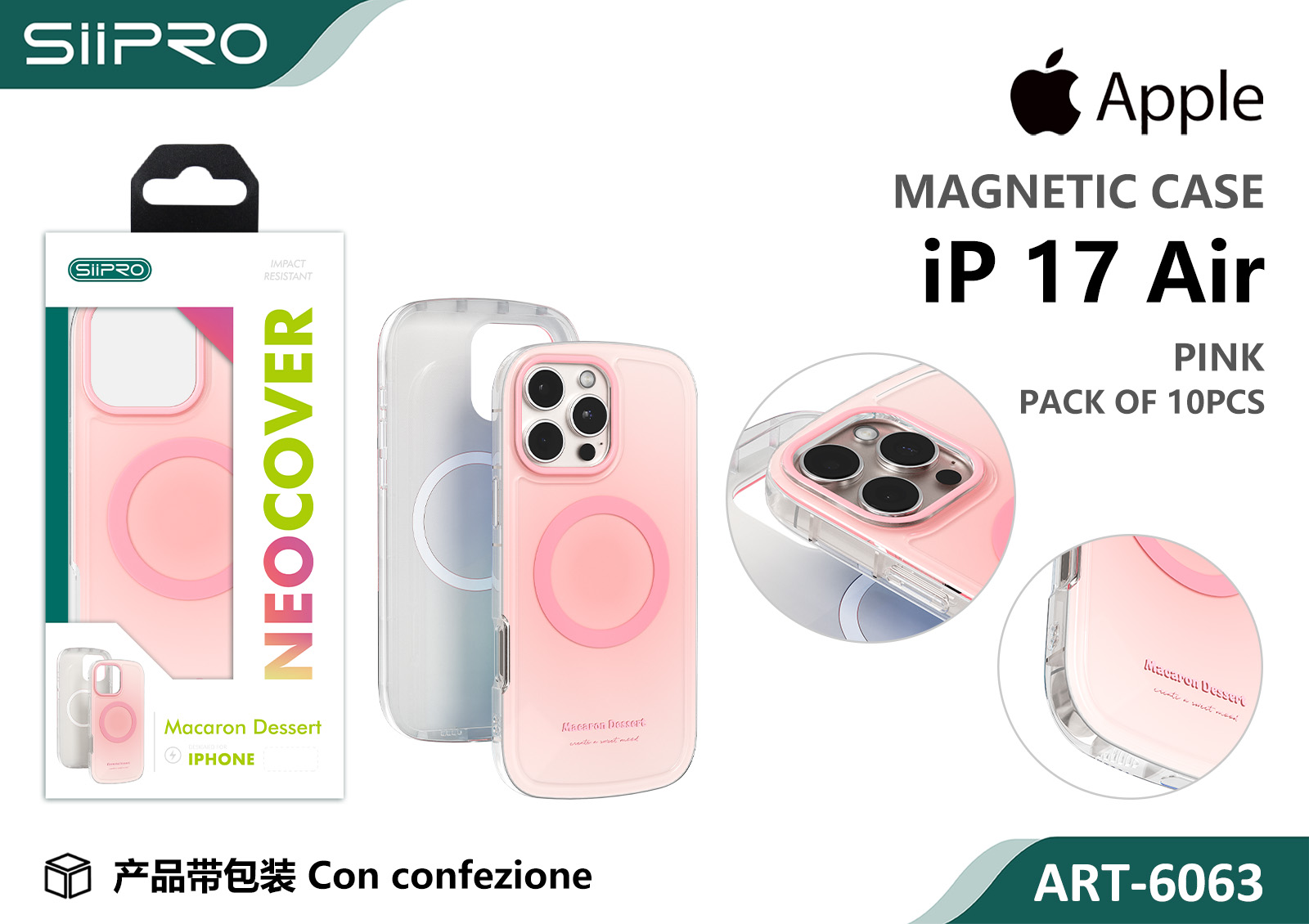 6063-IP17AIR-PINK COVER MAGNETICO MACARON IP 17AIR - immagine 1