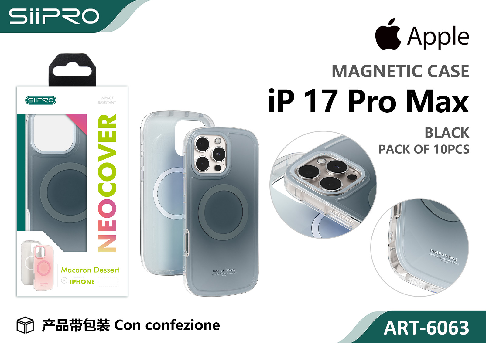 6063-IP17PROMAX-BLACK COVER MAGNETICO MACARON IP 17PROMAX - immagine 1
