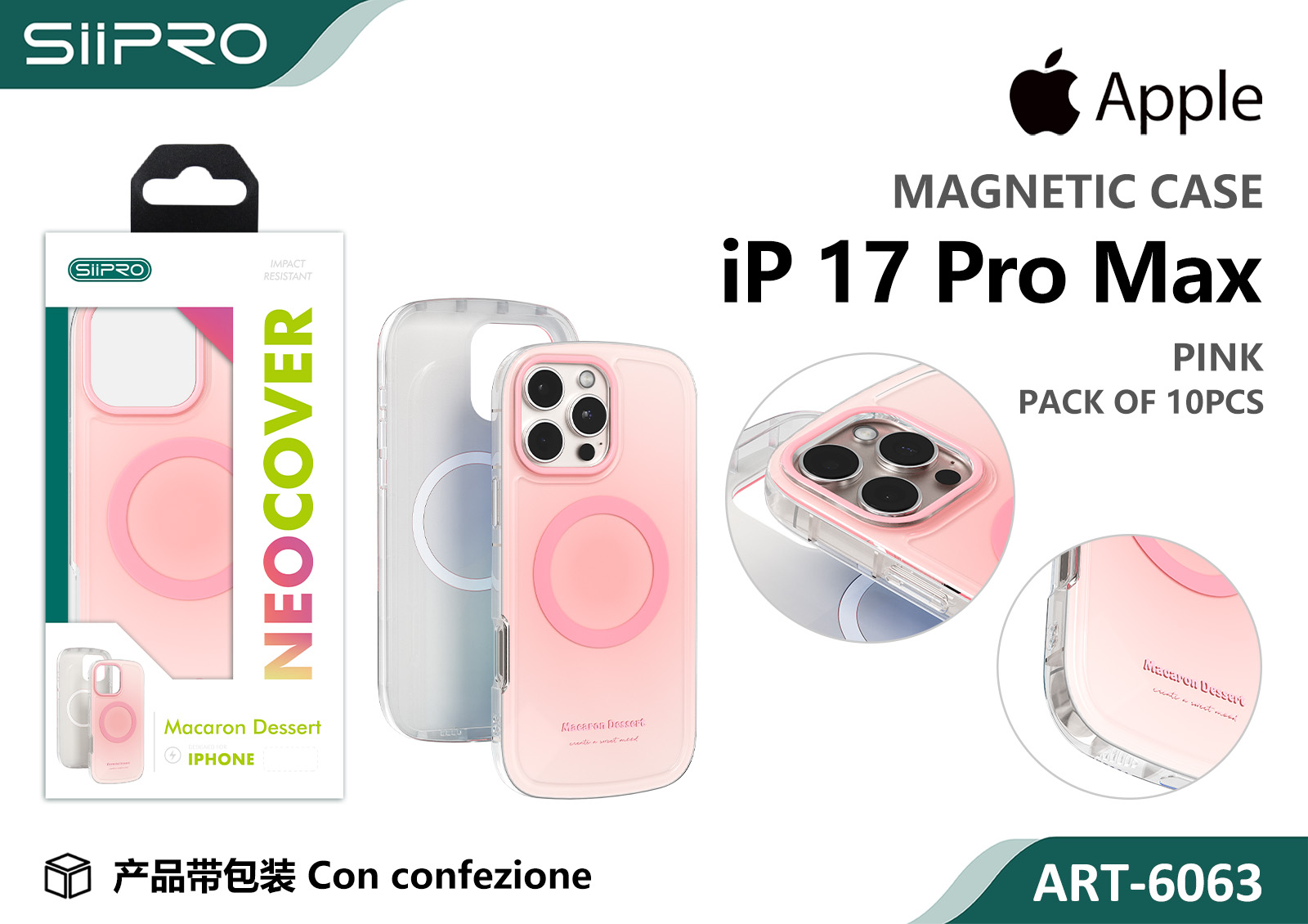 6063-IP17PROMAX-PINK COVER MAGNETICO MACARON IP 17PROMAX - immagine 1