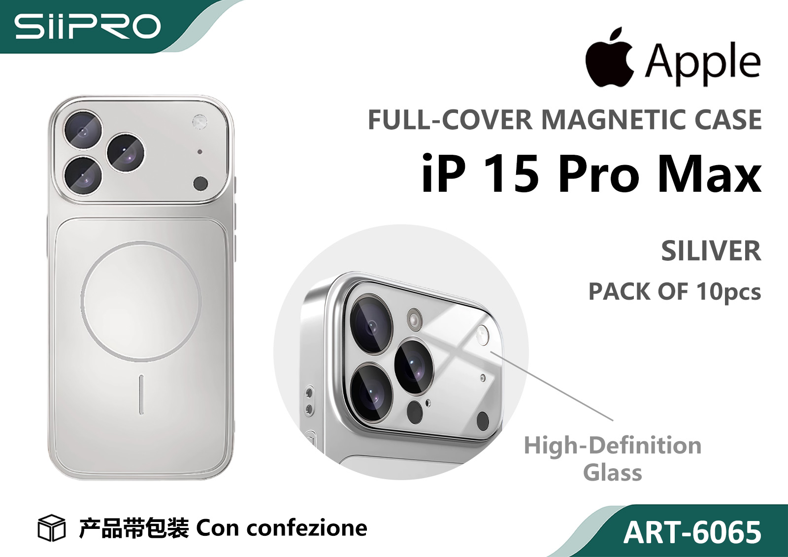 6065-IP15PROMAX-SILVER COVER MAGNETICO IP 15PROMAX - immagine 1