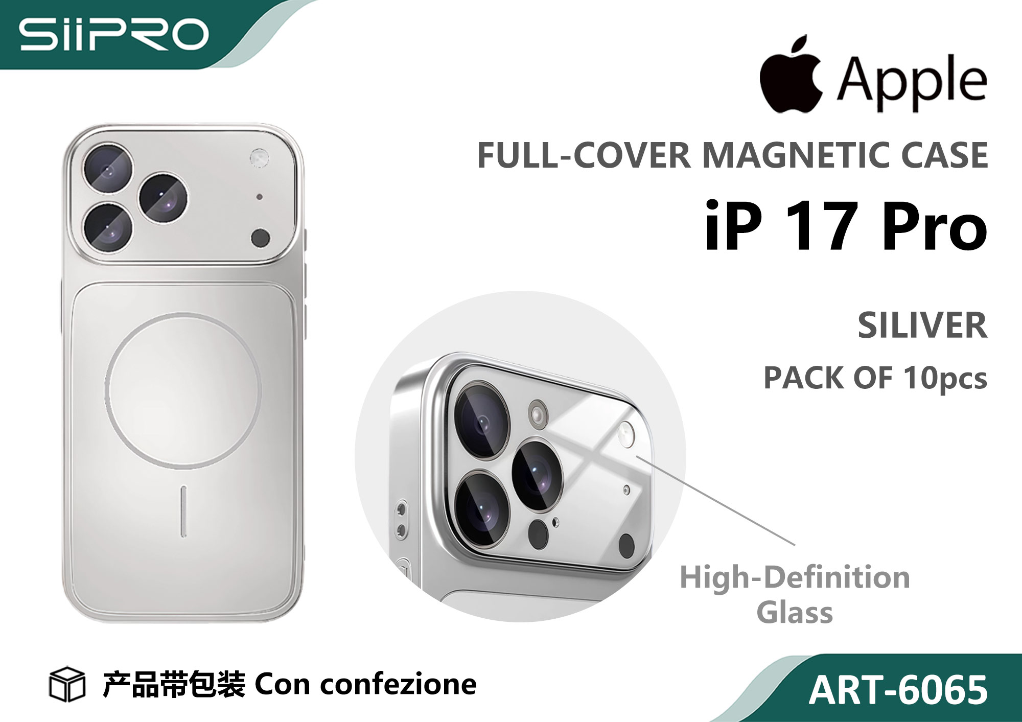 6065-IP17PRO-SILVER COVER MAGNETICO IP17PRO - immagine 1