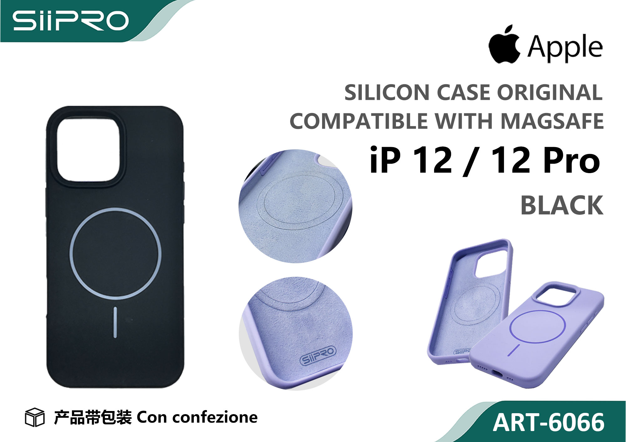6066-IP12-12PRO-BLACK SILICONE CASE CON MAGNETICO IP 12-12PRO - immagine 1