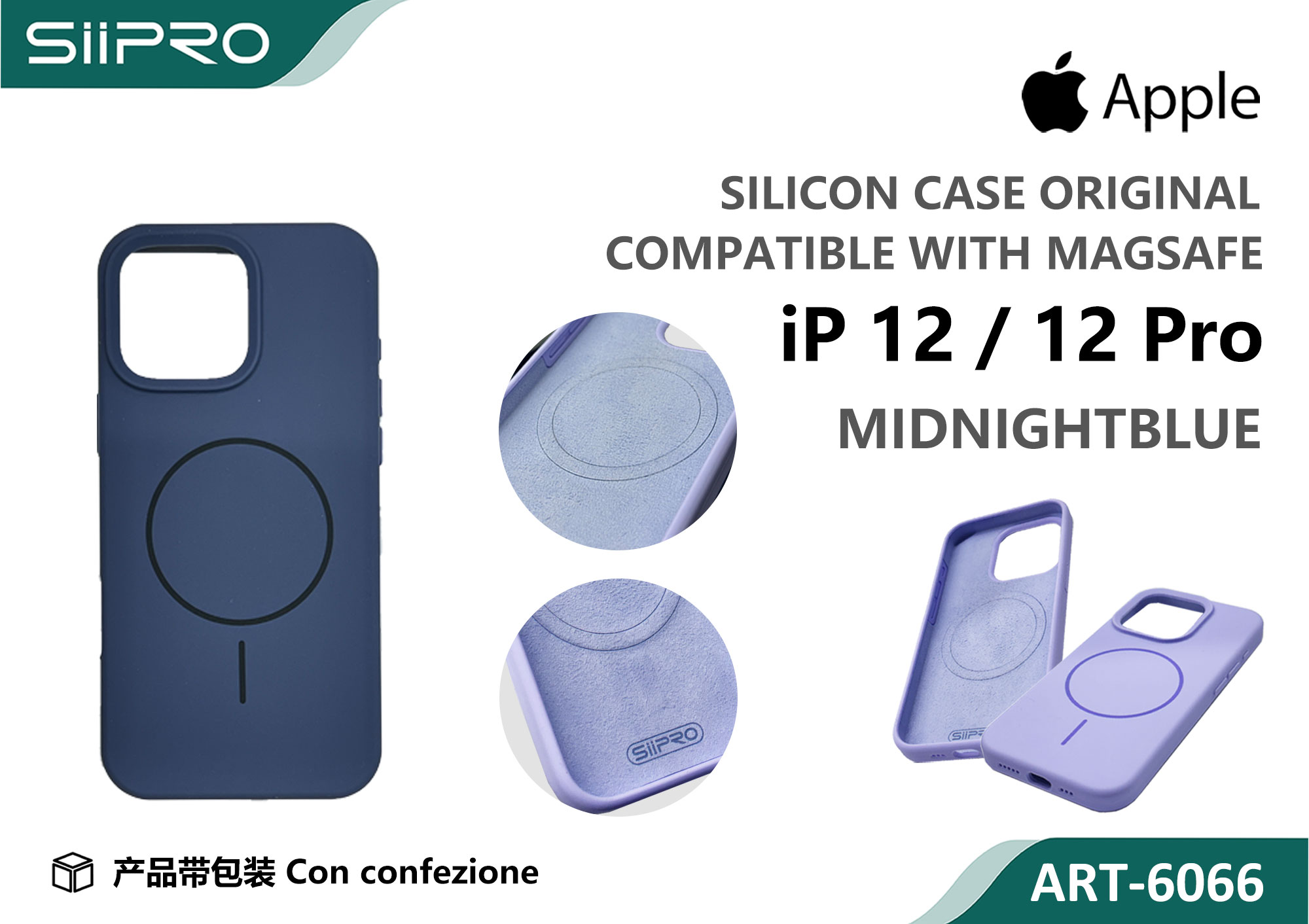 6066-IP12-12PRO-MIDNIGHTBLUE SILICONE CASE CON MAGNETICO IP 12-12PRO - immagine 1