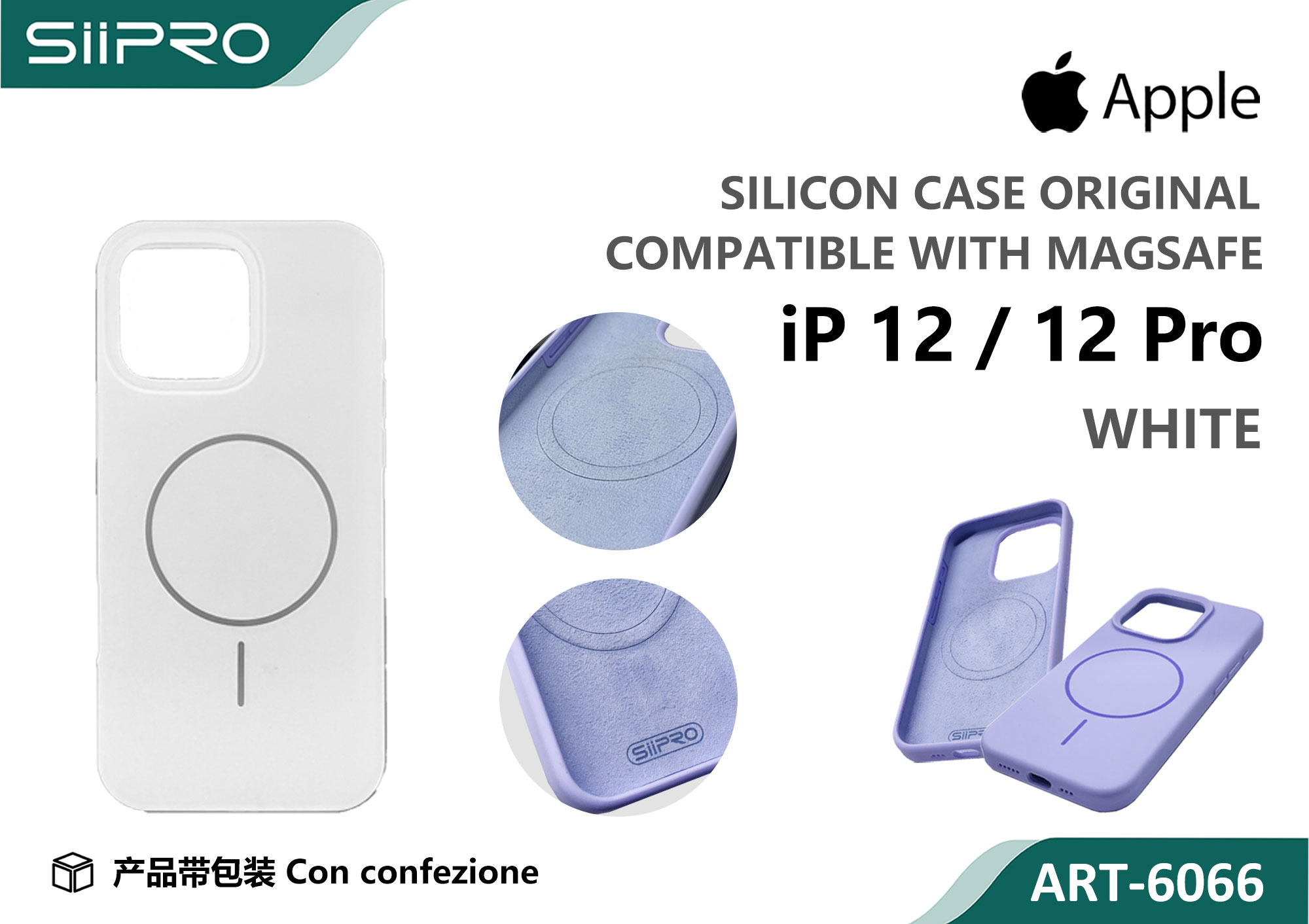 6066-IP12-12PRO-WHITE SILICONE CASE CON MAGNETICO IP 12-12PRO - immagine 1