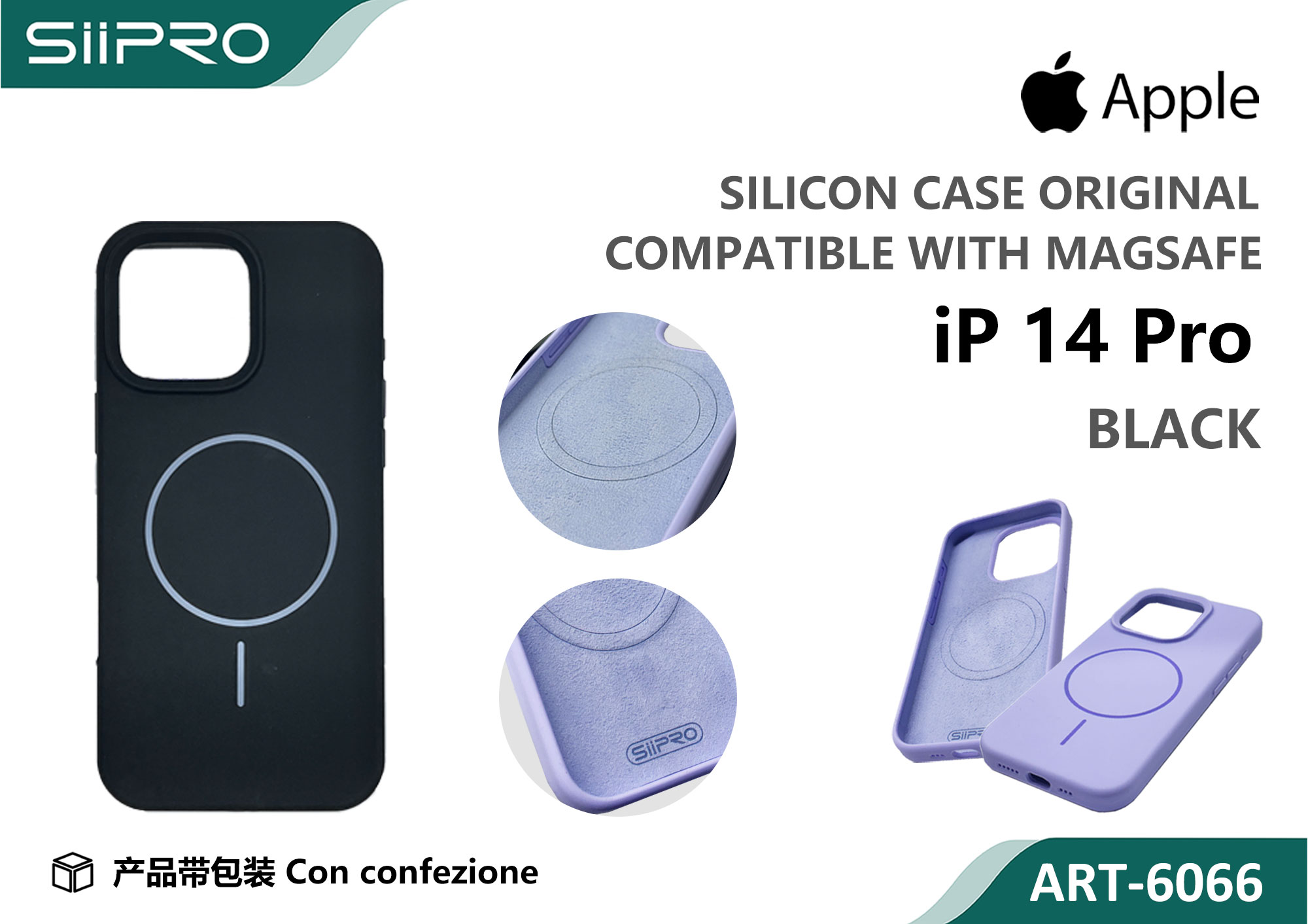 6066-IP14PRO-BLACK SILICONE CASE CON MAGNETICO IP 14PRO - immagine 1