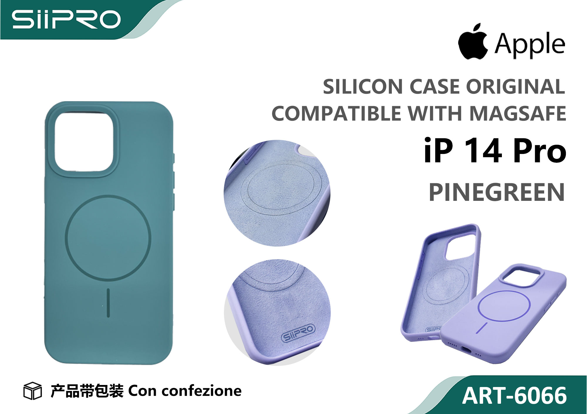 6066-IP14PRO-PINEGREEN SILICONE CASE CON MAGNETICO IP 14PRO - immagine 1