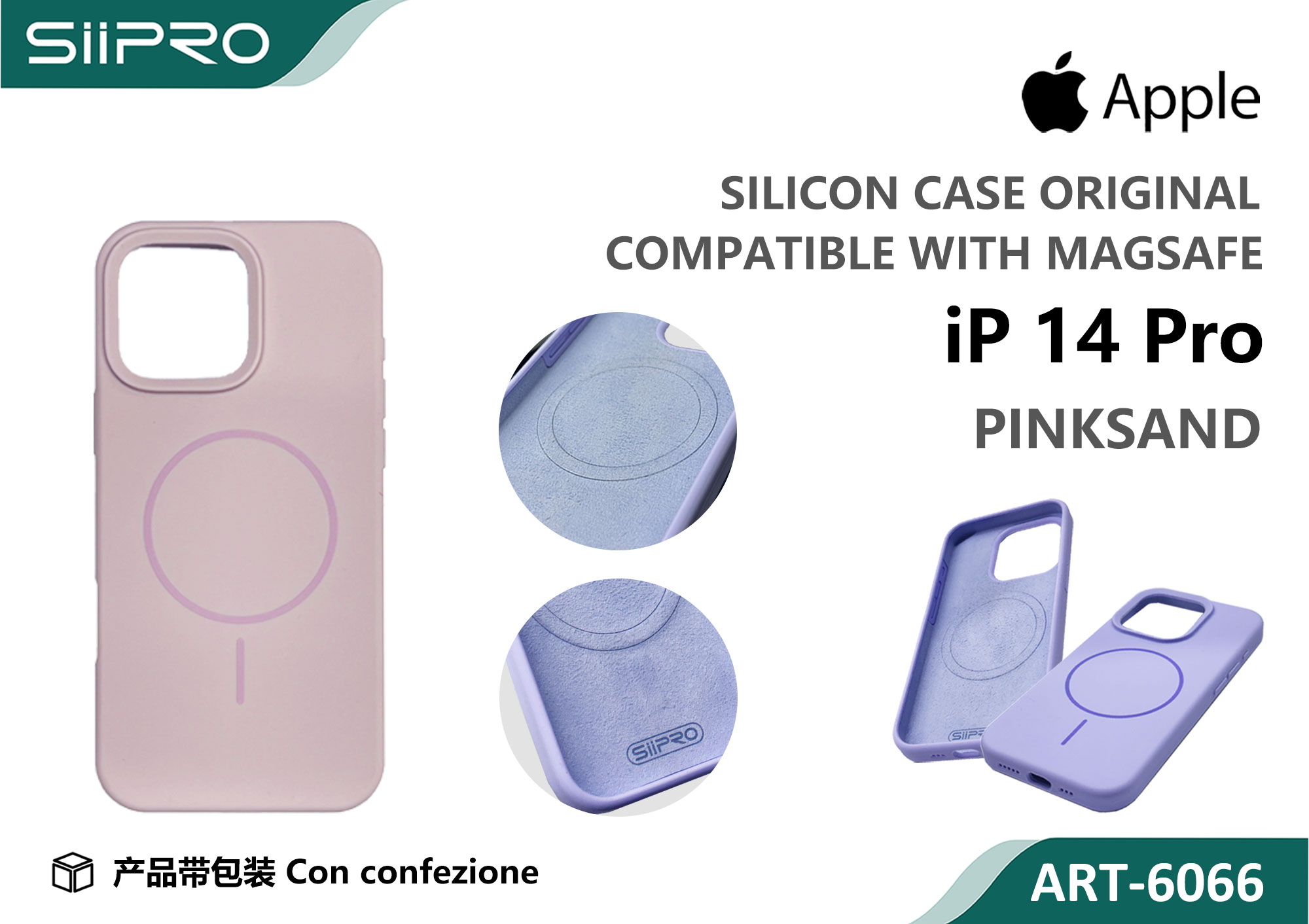 6066-IP14PRO-PINKSAND SILICONE CASE CON MAGNETICO IP 14PRO - immagine 1