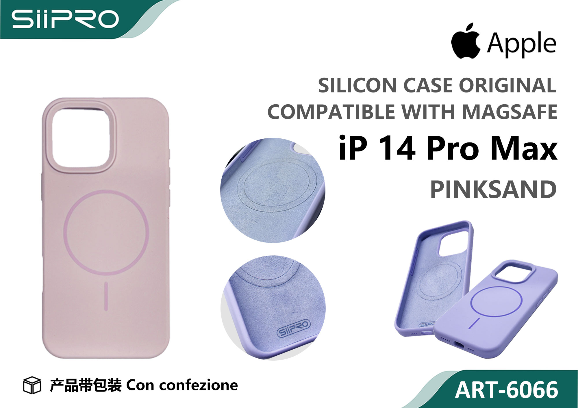 6066-IP14PROMAX-PINKSAND SILICONE CASE CON MAGNETICO IP 14PROMAX - immagine 1