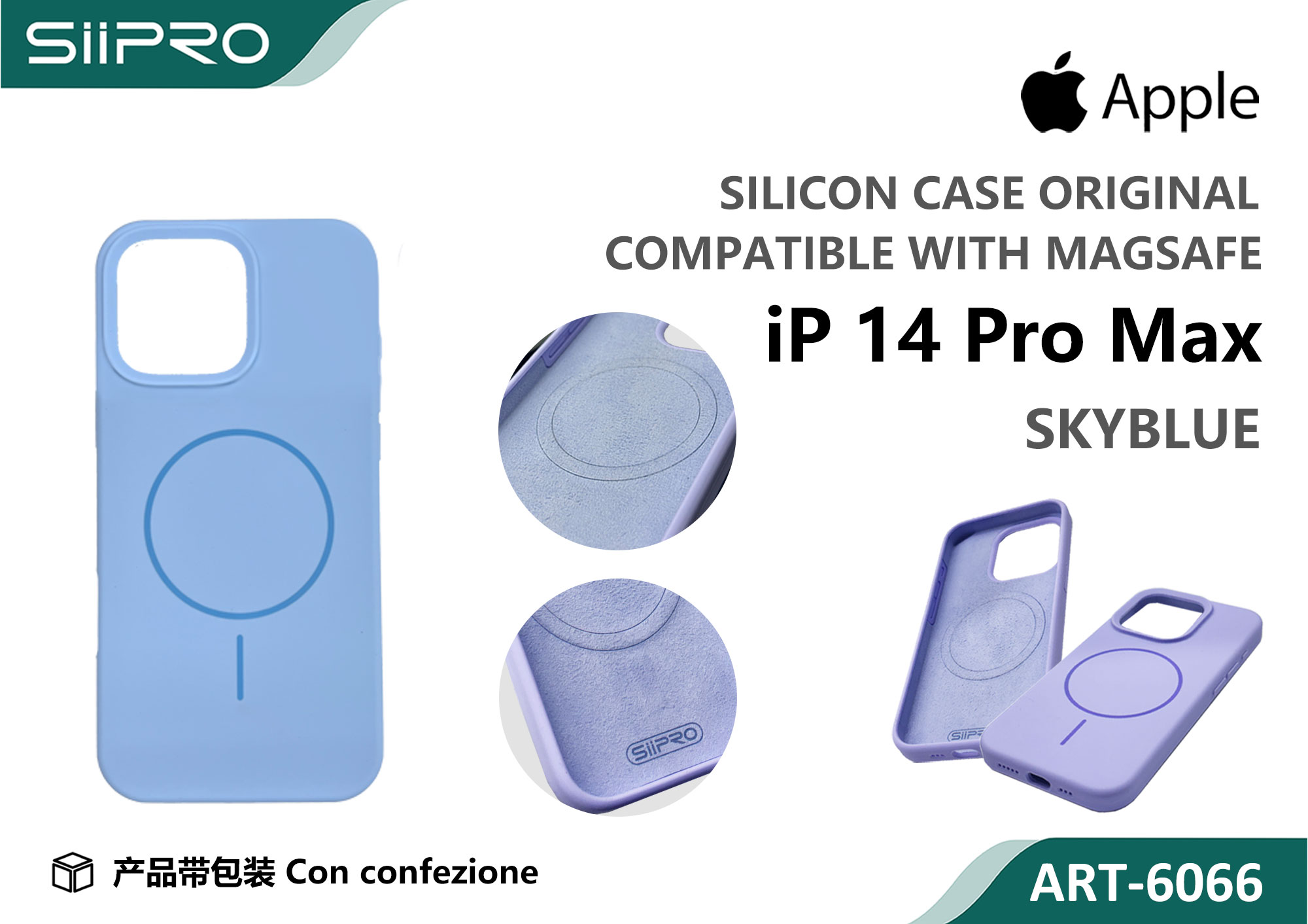 6066-IP14PROMAX-SKYBLUE SILICONE CASE CON MAGNETICO IP 14PROMAX - immagine 1