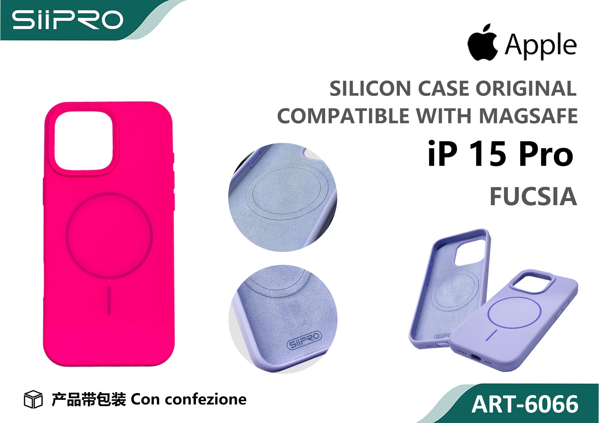 6066-IP15PRO-FUCSIA SILICONE CASE CON MAGNETICO IP 15PRO - immagine 1