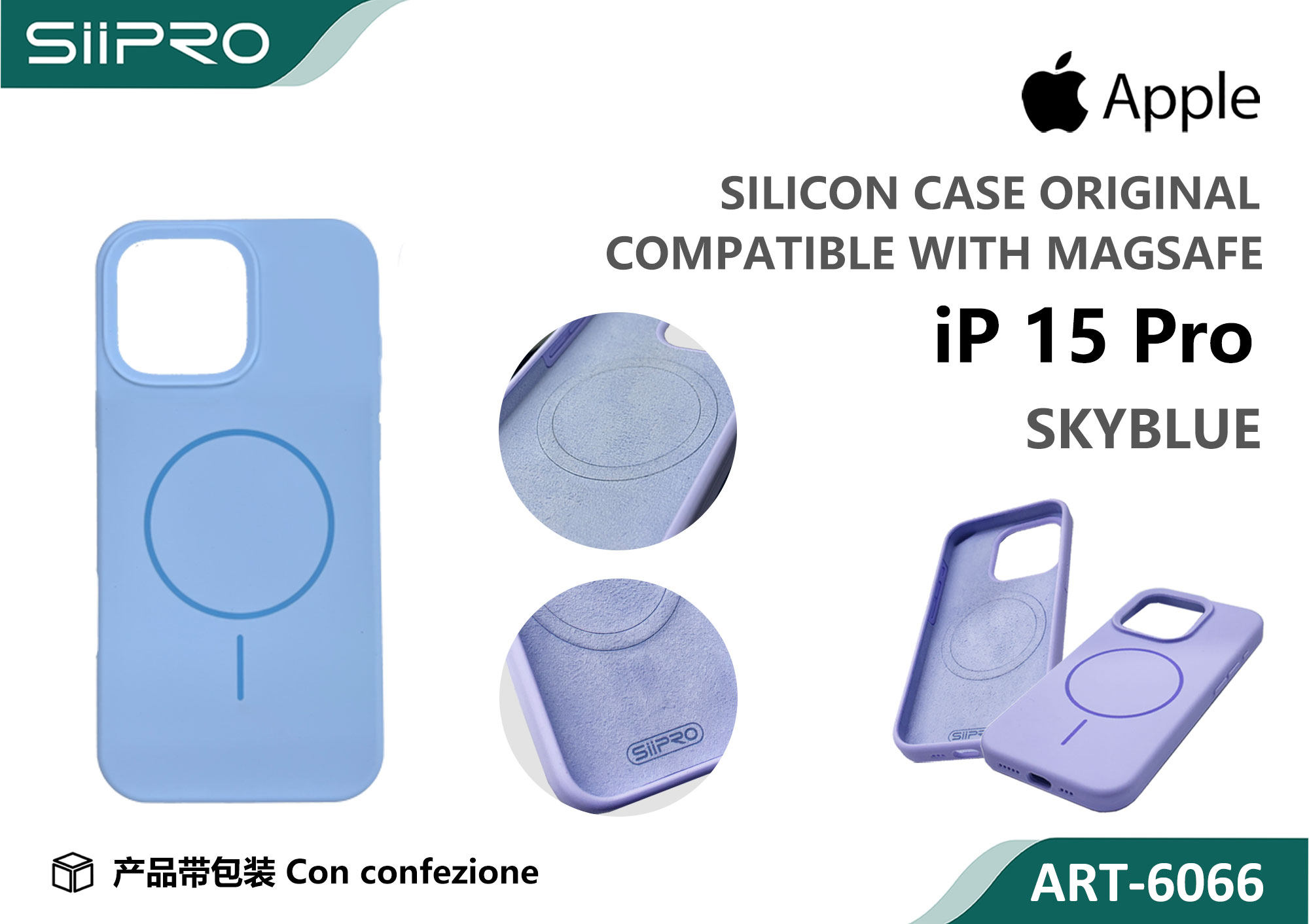 6066-IP15PRO-SKYBLUE SILICONE CASE CON MAGNETICO IP 15PRO - immagine 1