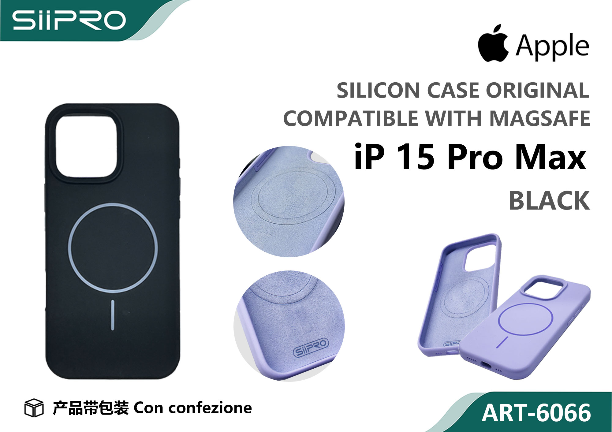 6066-IP15PROMAX-BLACK SILICONE CASE CON MAGNETICO IP 15PROMAX - immagine 1