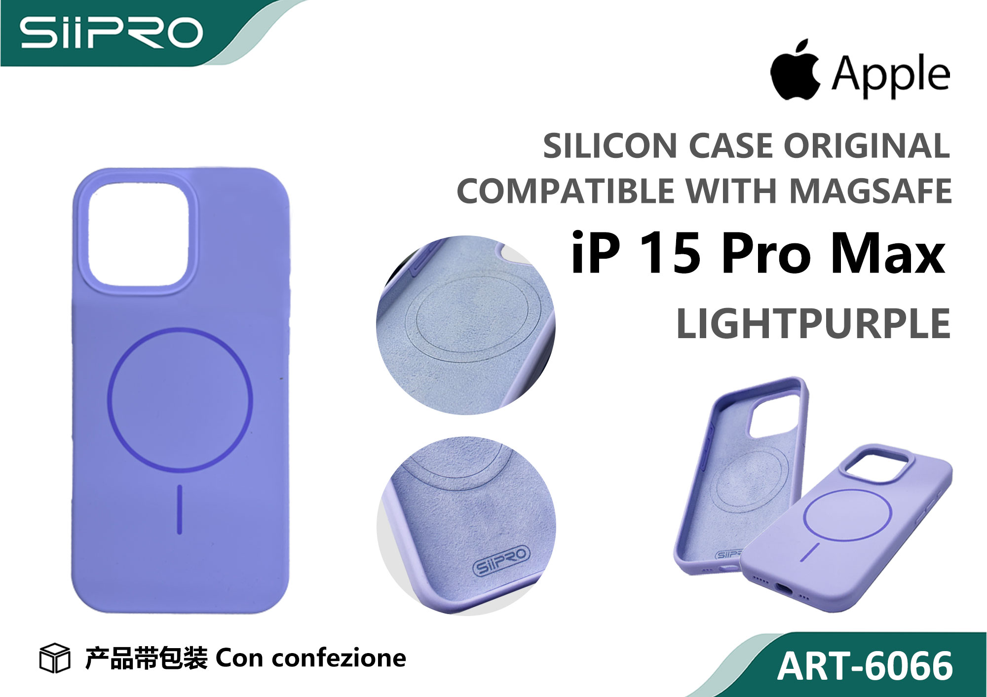 6066-IP15PROMAX-LIGHTPURPLE SILICONE CASE CON MAGNETICO IP 15PROMAX - immagine 1