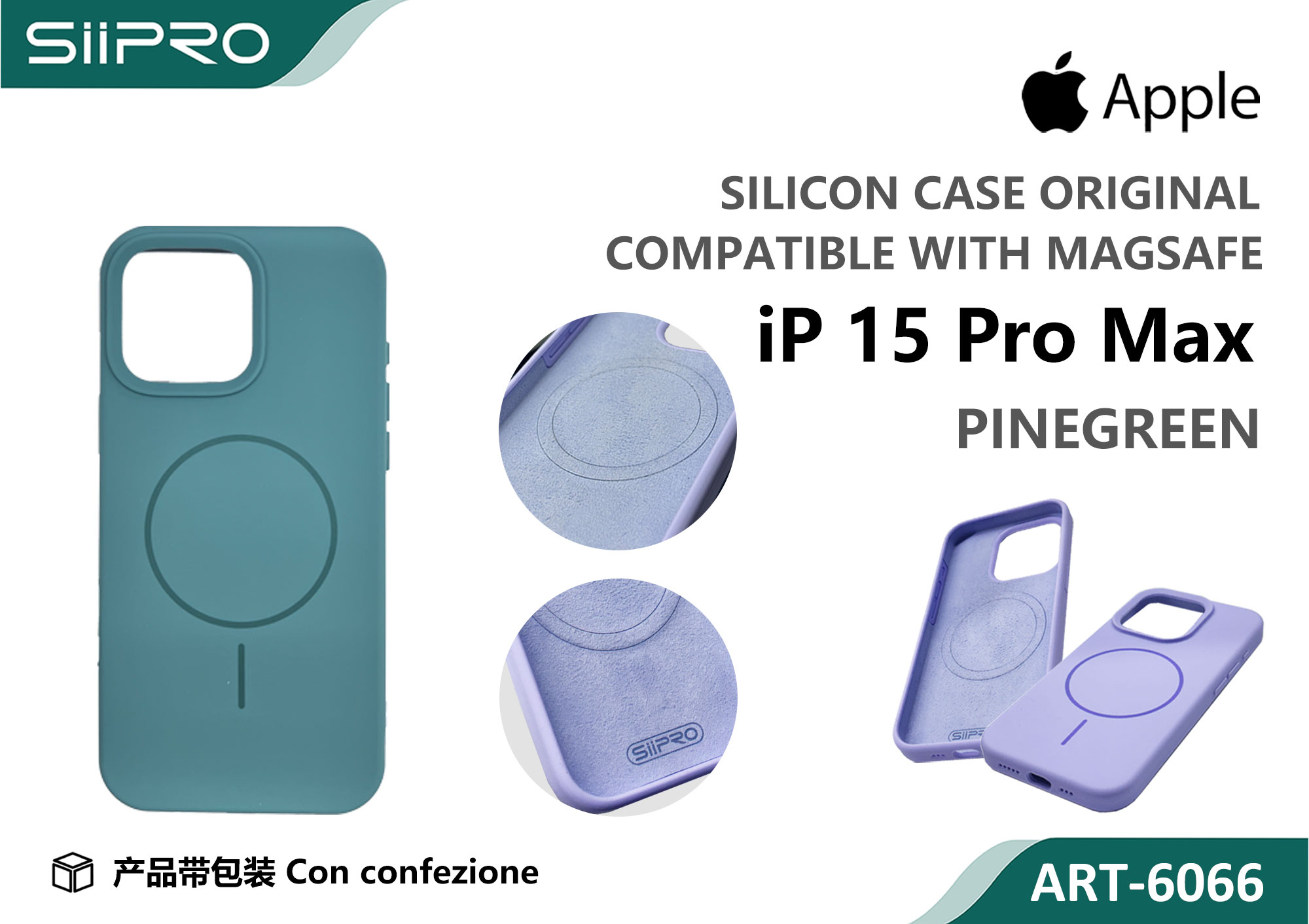 6066-IP15PROMAX-PINEGREEN SILICONE CASE CON MAGNETICO IP 15PROMAX - immagine 1