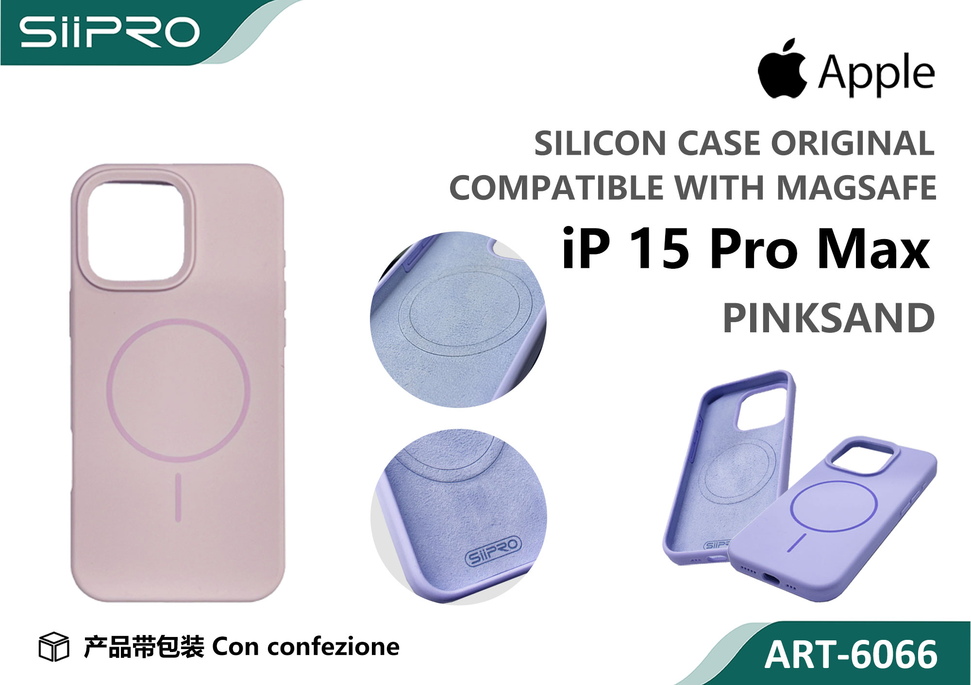 6066-IP15PROMAX-PINKSAND SILICONE CASE CON MAGNETICO IP 15PROMAX - immagine 1