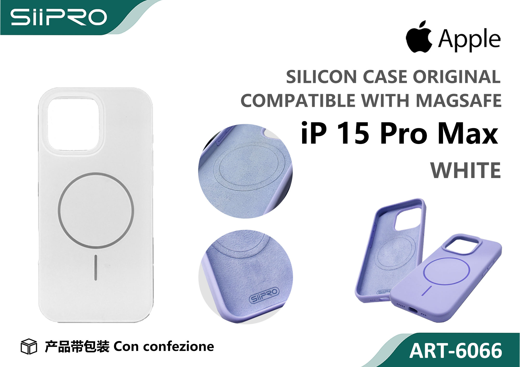6066-IP15PROMAX-WHITE SILICONE CASE CON MAGNETICO IP 15PROMAX - immagine 1