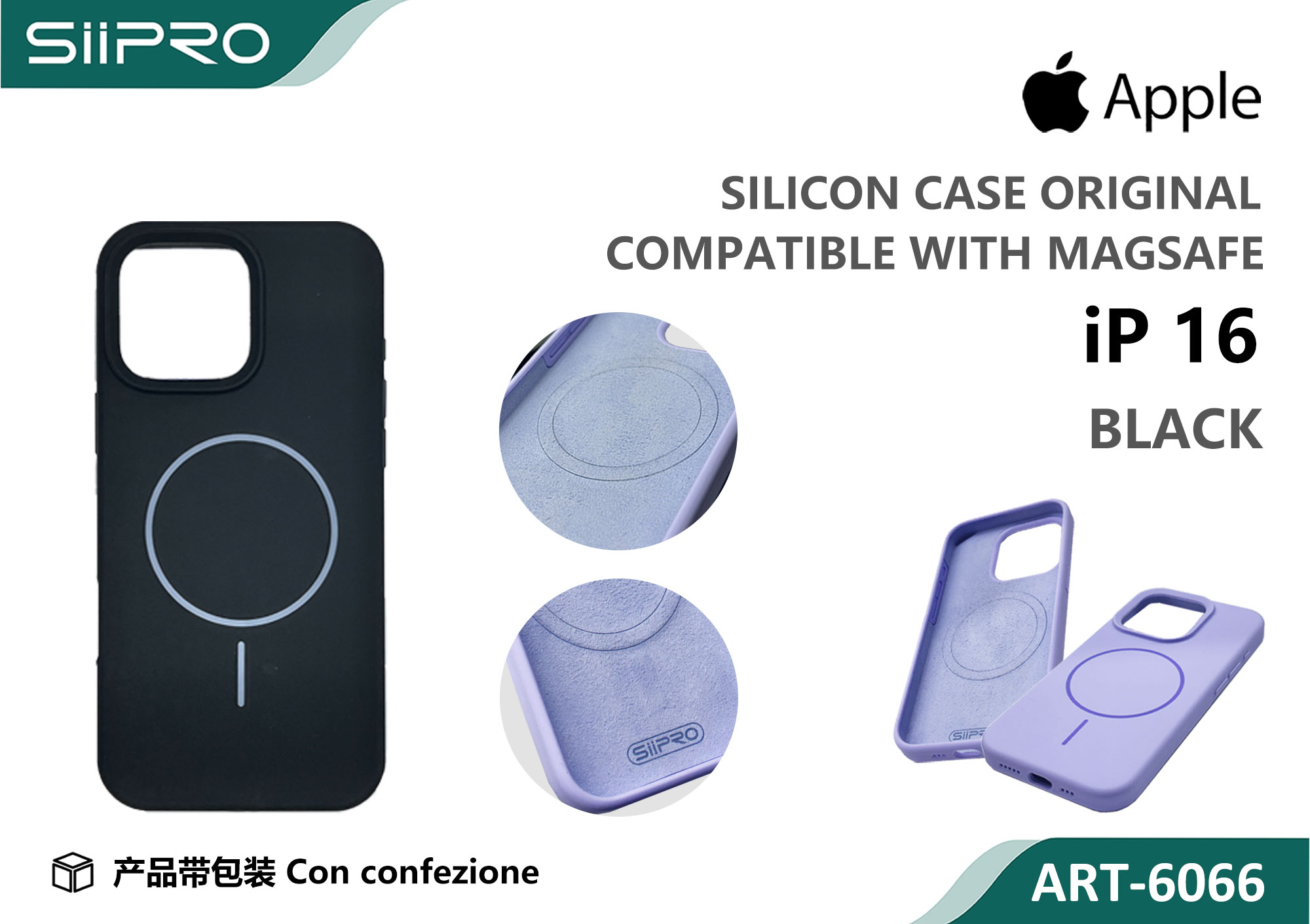 6066-IP16-BLACK SILICONE CASE CON MAGNETICO IP 16 - immagine 1