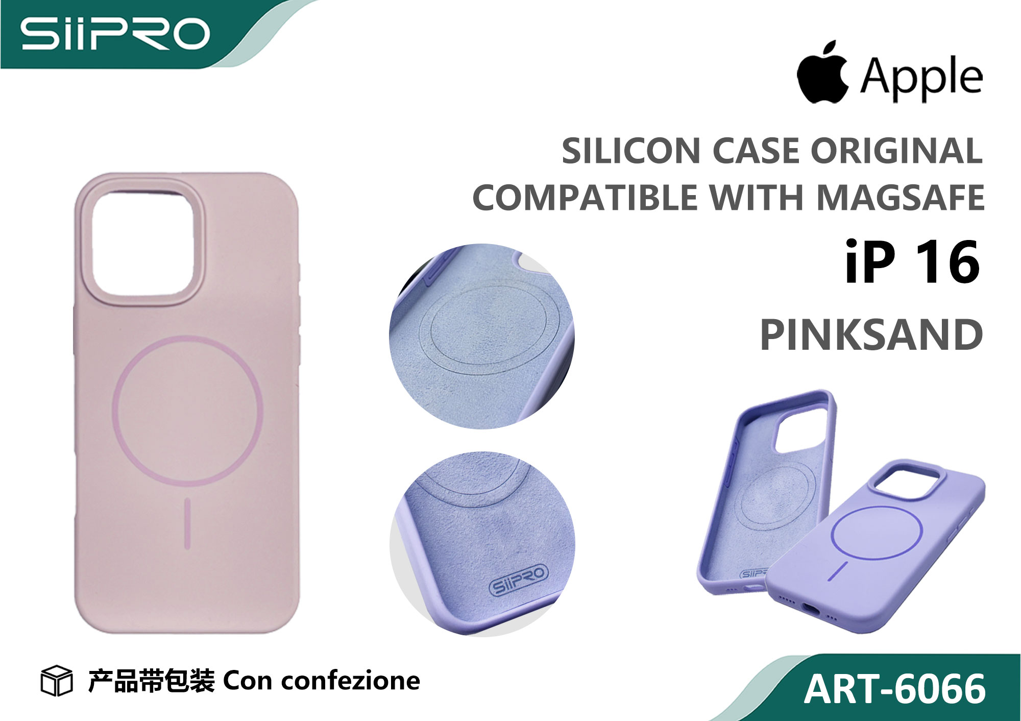 6066-IP16-PINKSAND SILICONE CASE CON MAGNETICO IP 16 - immagine 1