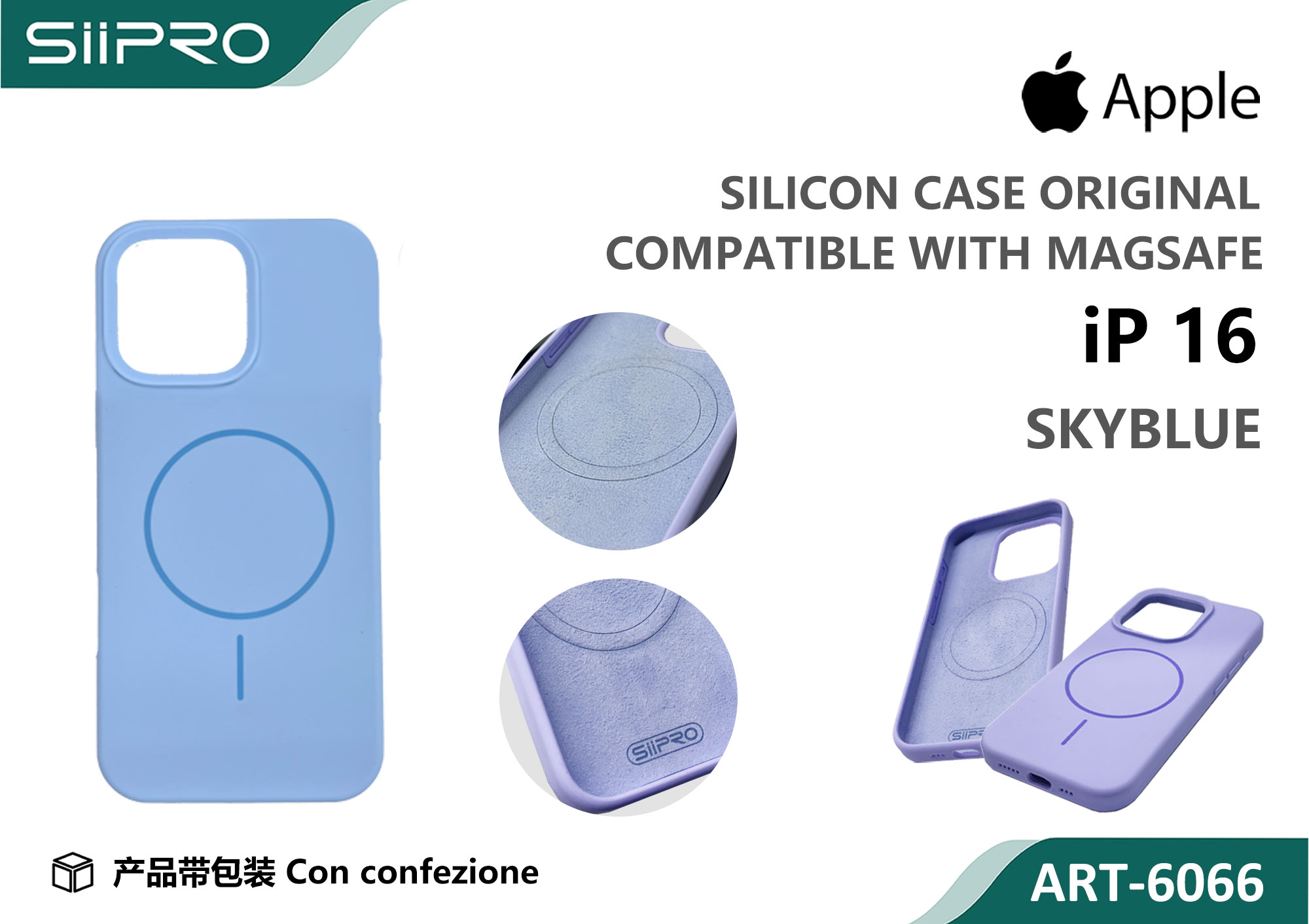 6066-IP16-SKYBLUE SILICONE CASE CON MAGNETICO IP 16 - immagine 1