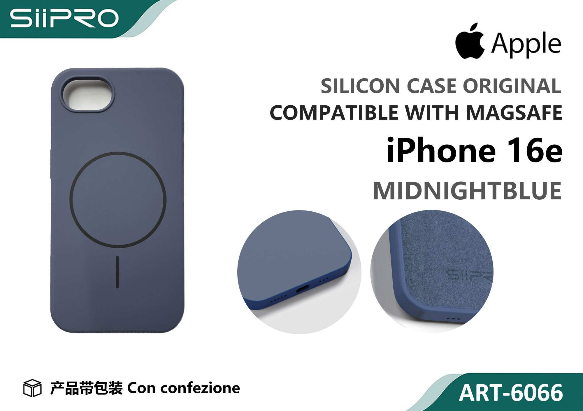 6066-IP16E-MIDNIGHTBLUE SILICONE CASE CON MAGNETICO IP 16E-17E - immagine 1