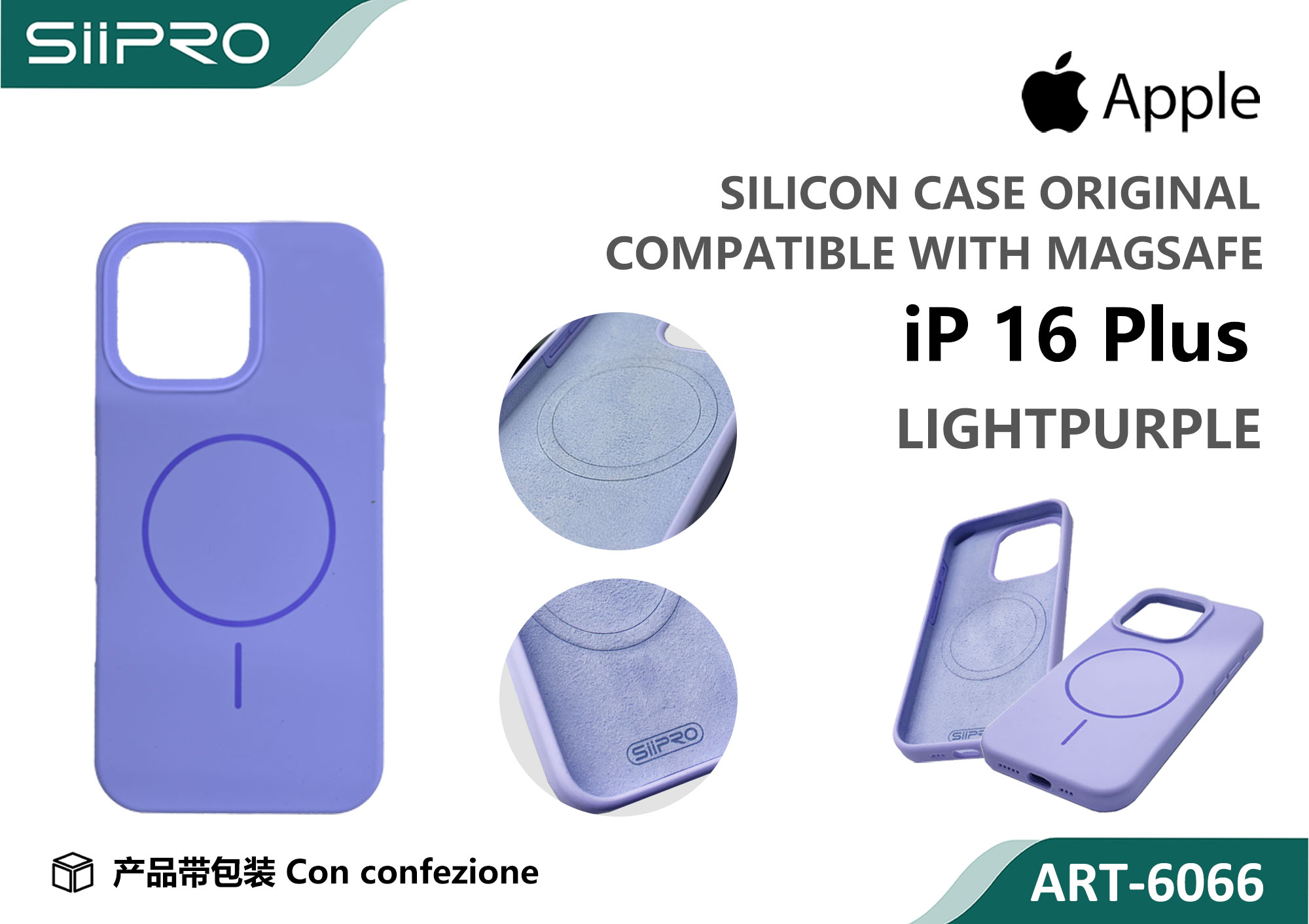 6066-IP16PLUS-LIGHTPURPLE SILICONE CASE CON MAGNETICO IP 16PLUS - immagine 1