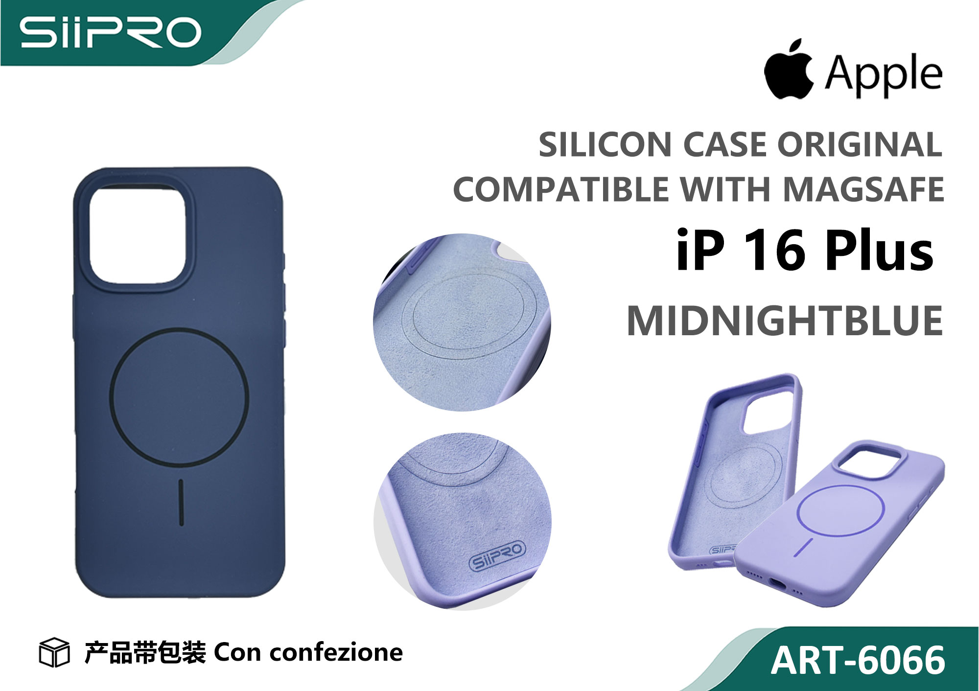 6066-IP16PLUS-MIDNIGHTBLUE SILICONE CASE CON MAGNETICO IP 16PLUS - immagine 1