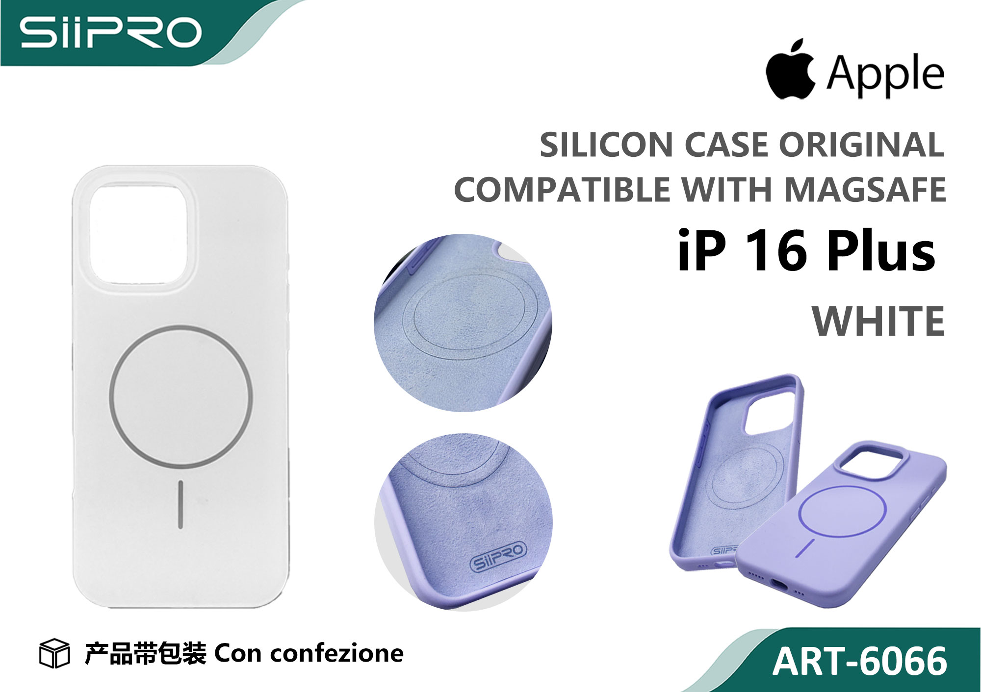 6066-IP16PLUS-WHITE SILICONE CASE CON MAGNETICO IP 16PLUS - immagine 1