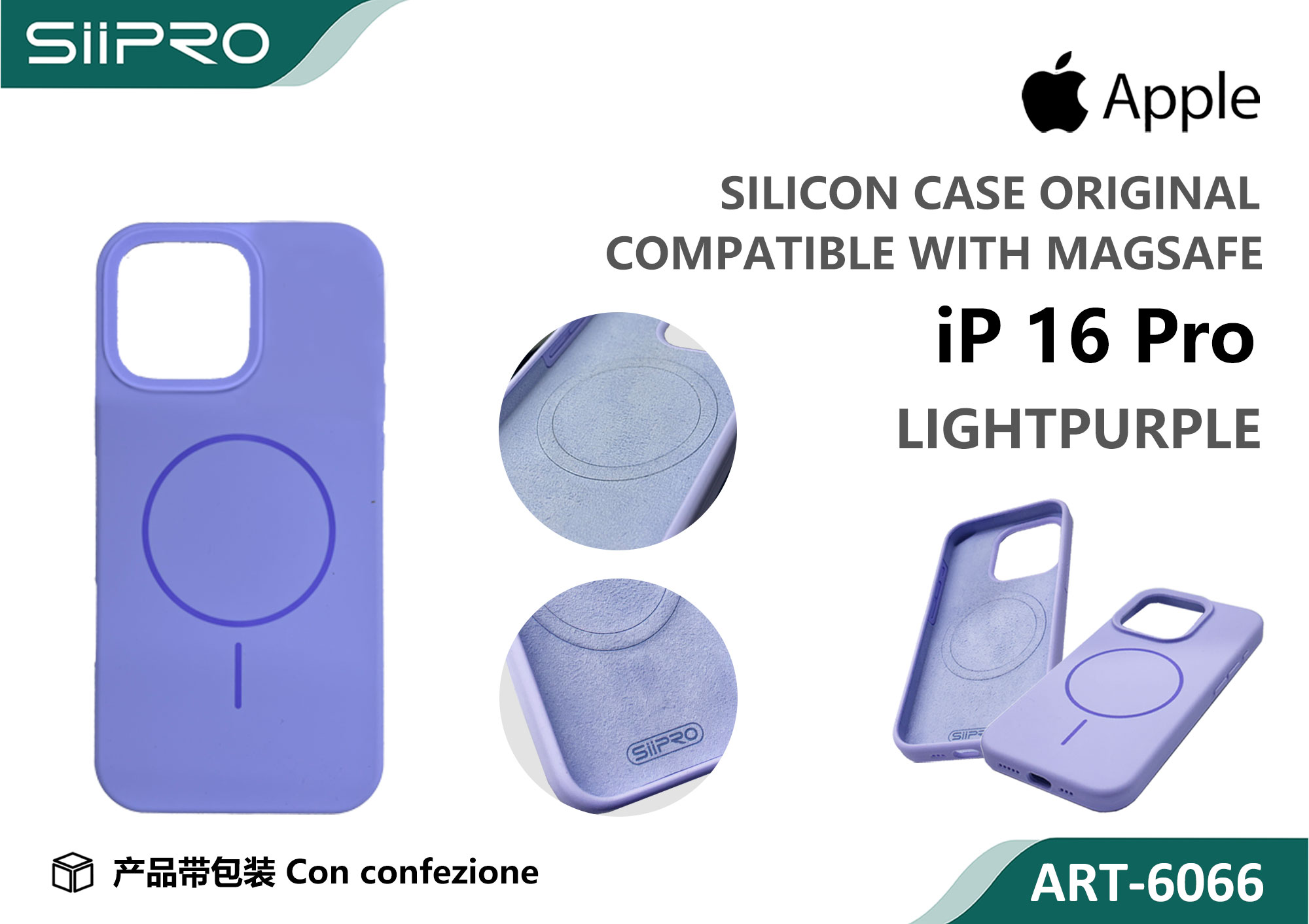 6066-IP16PRO-LIGHTPURPLE SILICONE CASE CON MAGNETICO IP 16PRO - immagine 1