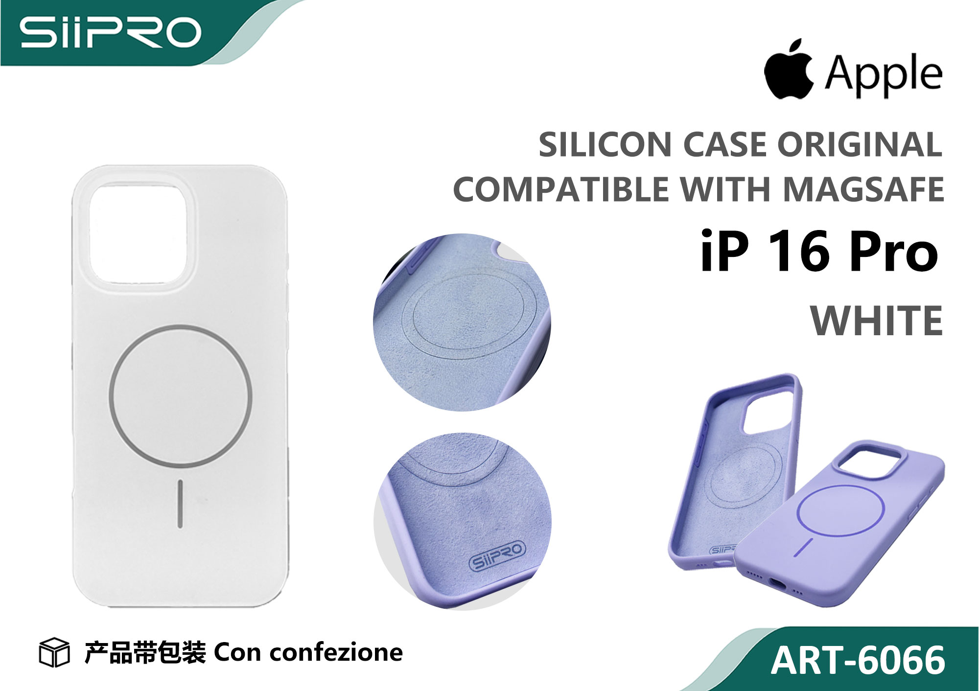 6066-IP16PRO-WHITE SILICONE CASE CON MAGNETICO IP 16PRO - immagine 1