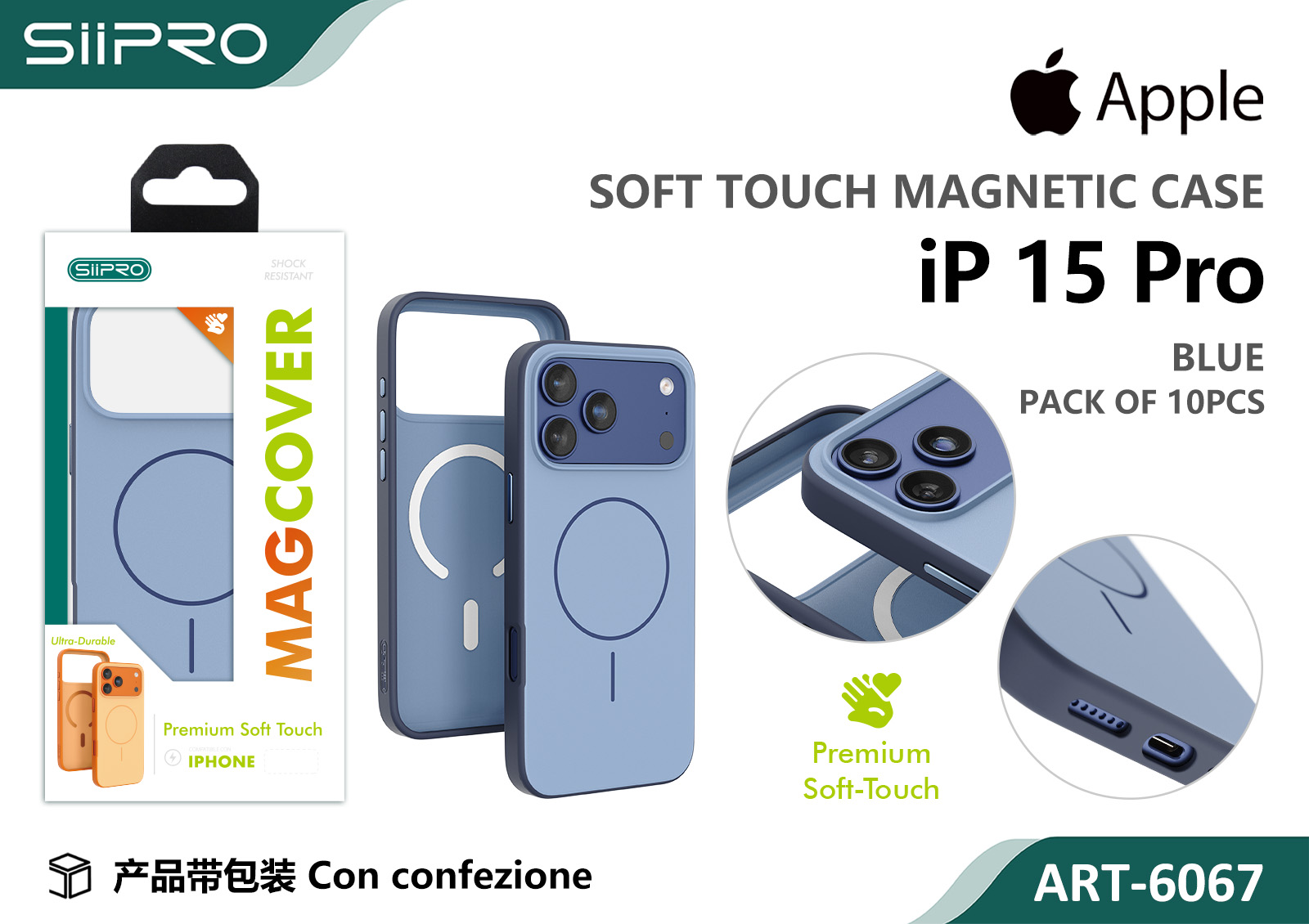 6067-IP15PRO-BLUE COVER MAGNETICO SOFT TOUCH IP 15PRO - immagine 1