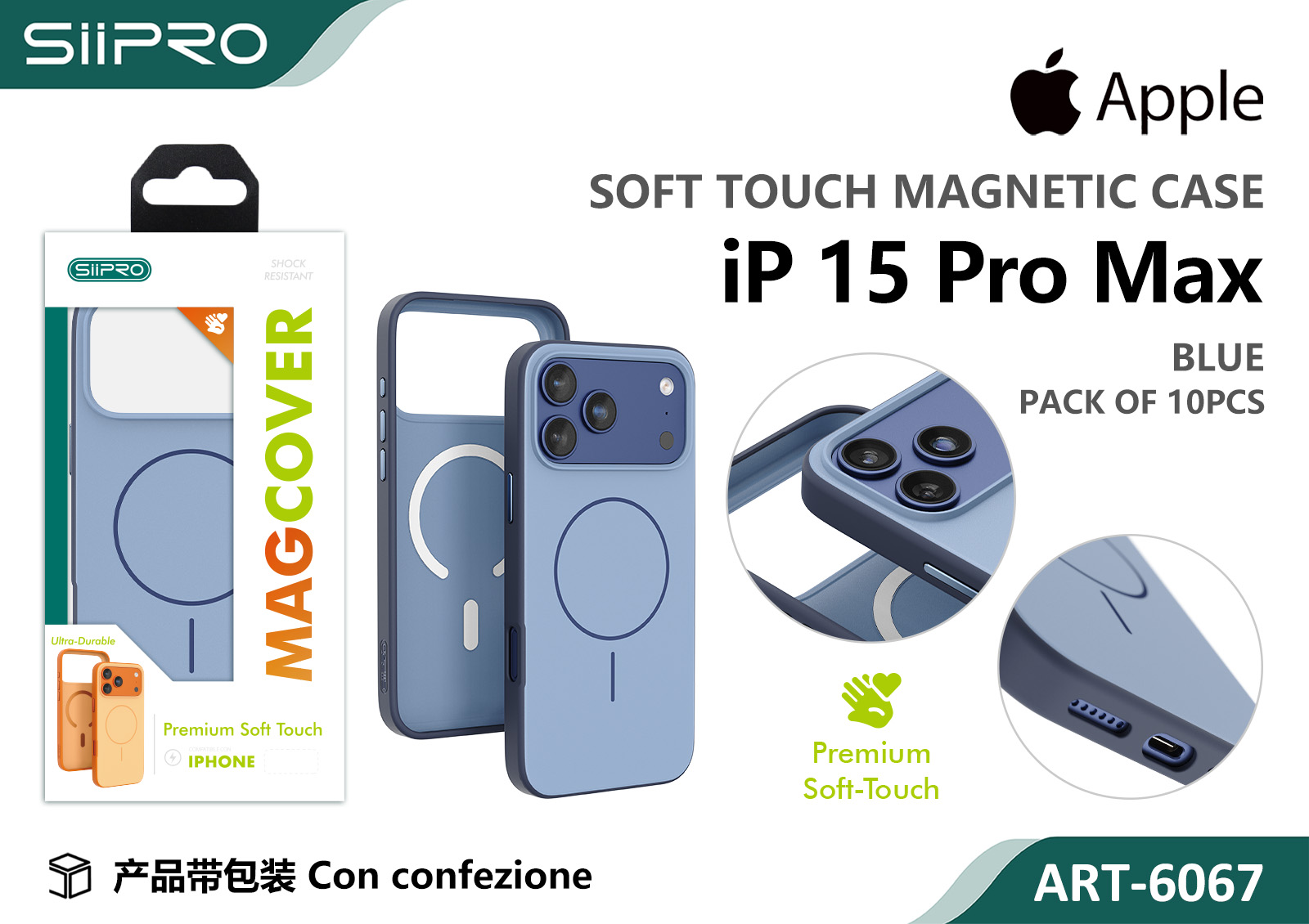 6067-IP15PROMAX-BLUE COVER MAGNETICO SOFT TOUCH IP 15PROMAX - immagine 1