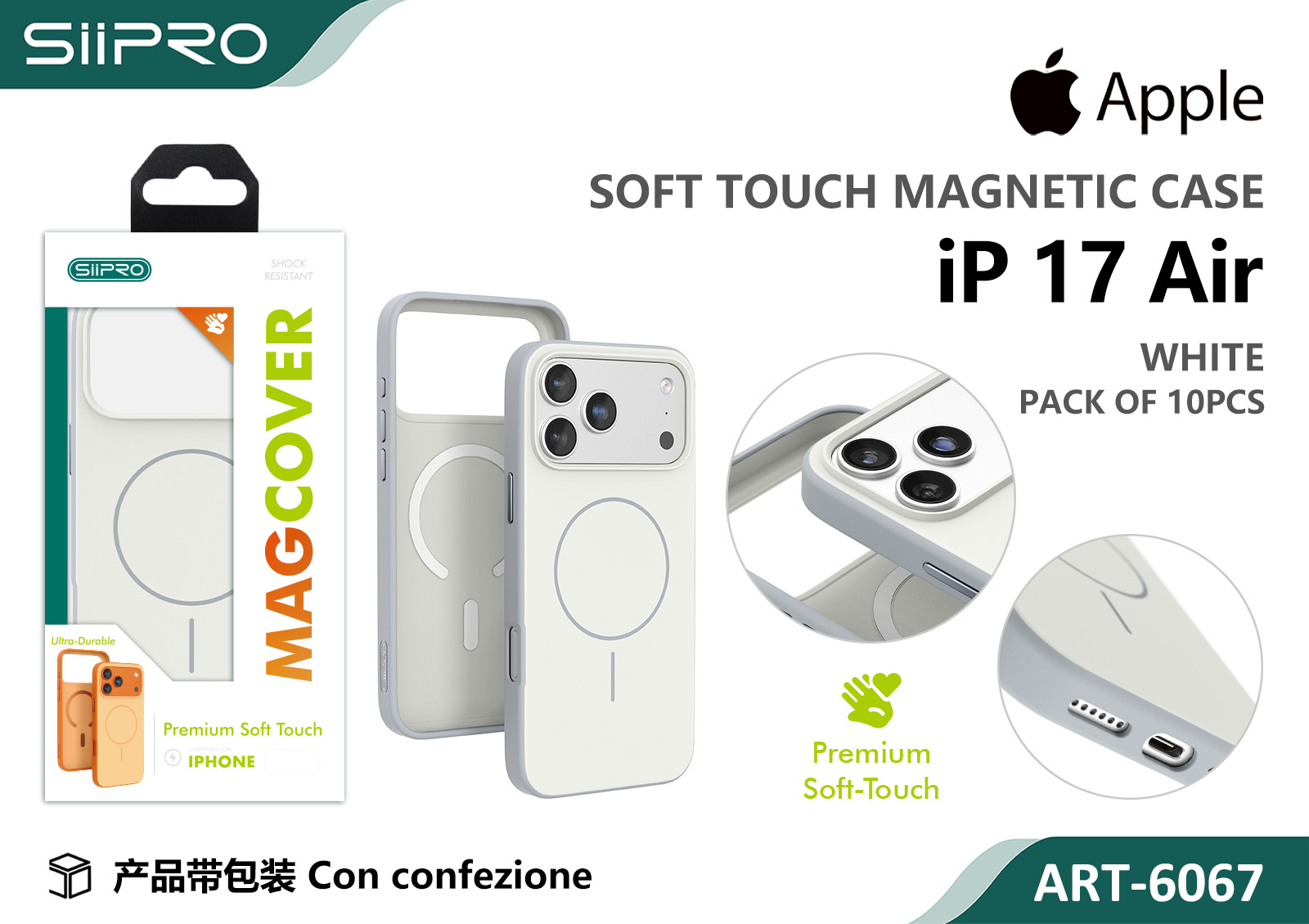 6067-IP17AIR-WHITE COVER MAGNETICO SOFT TOUCH IP 17AIR - immagine 1